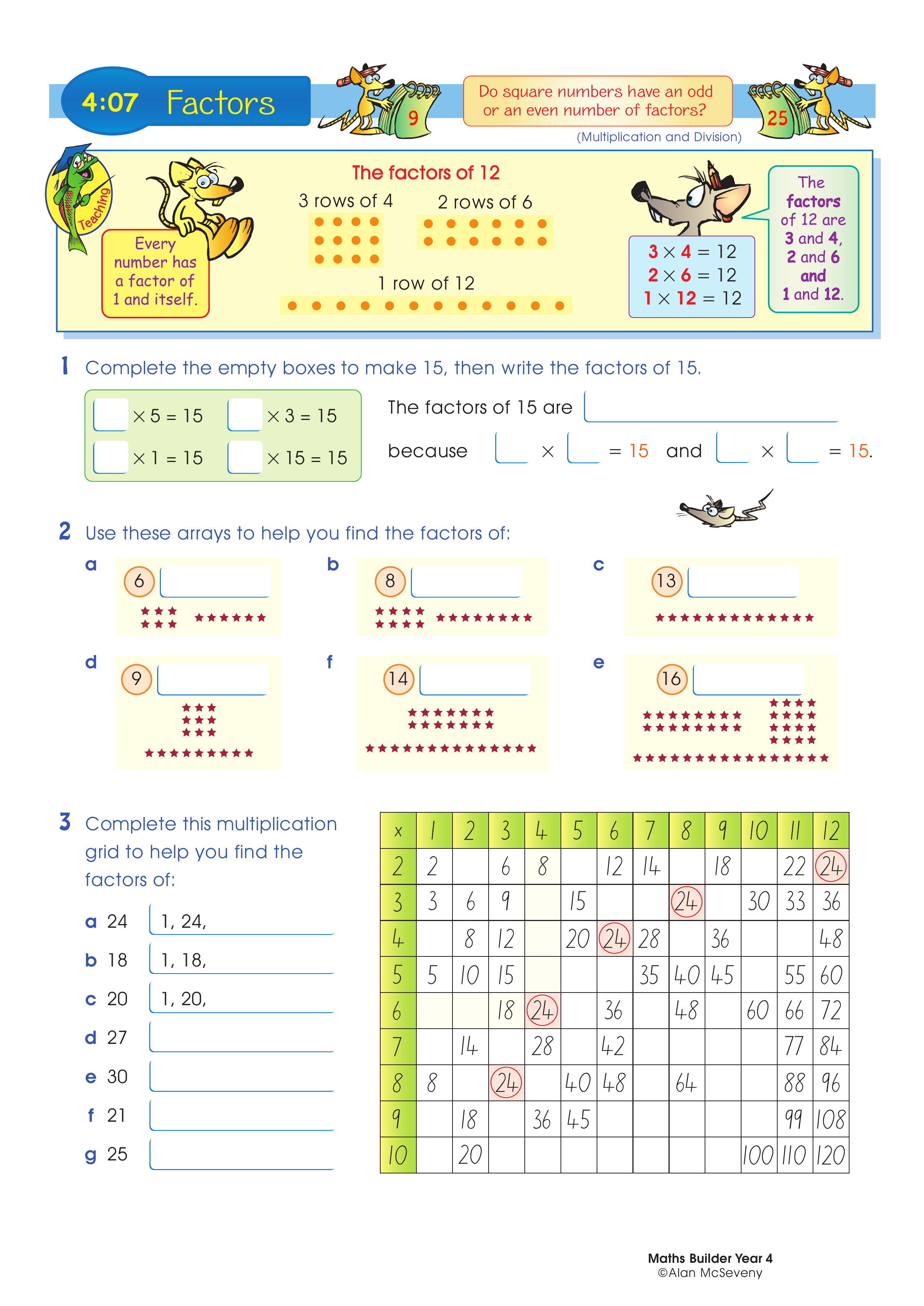 Factors — worksheet preview