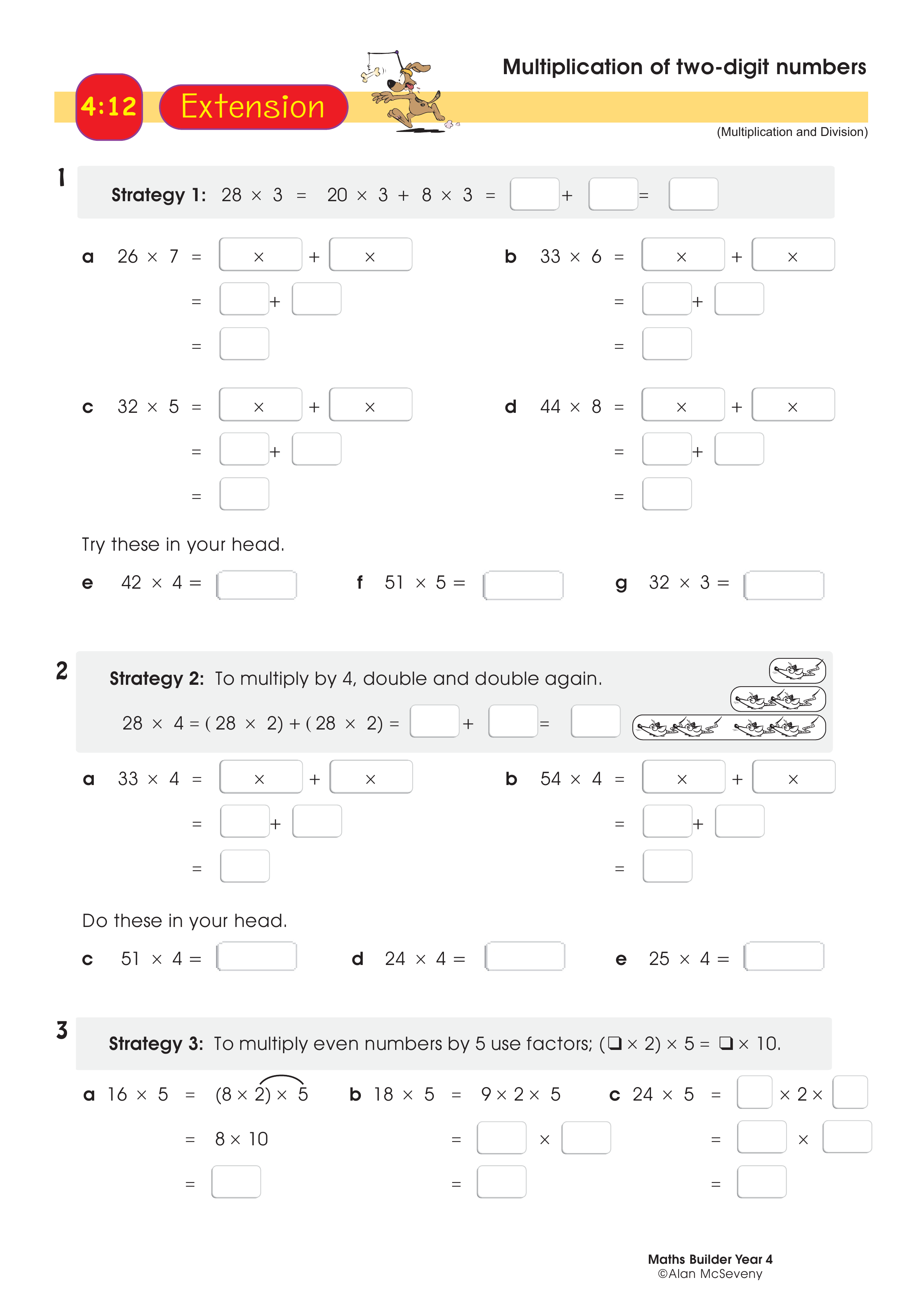 Multiplication of two-digit numbers — worksheet preview