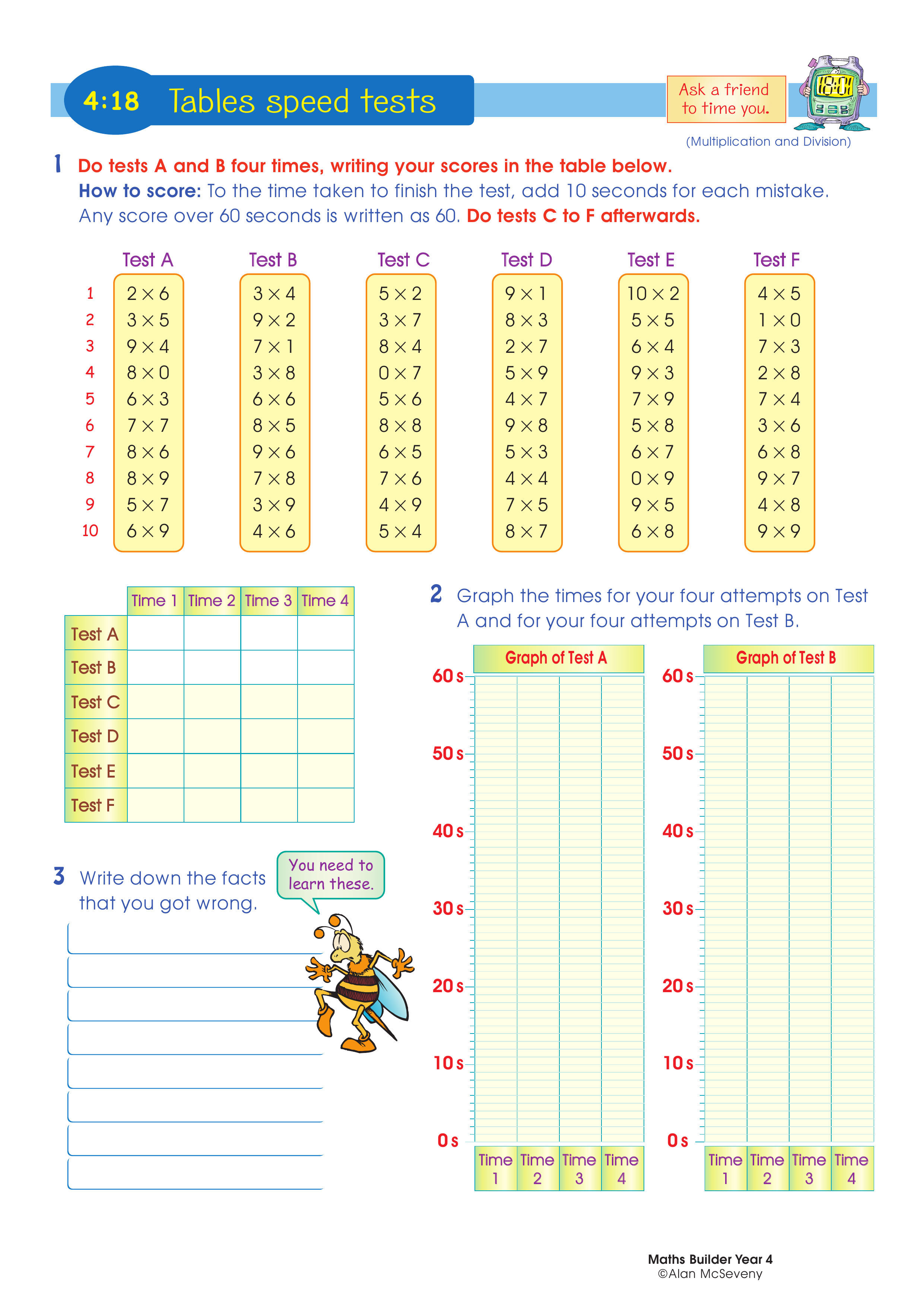 Tables speed tests — worksheet preview
