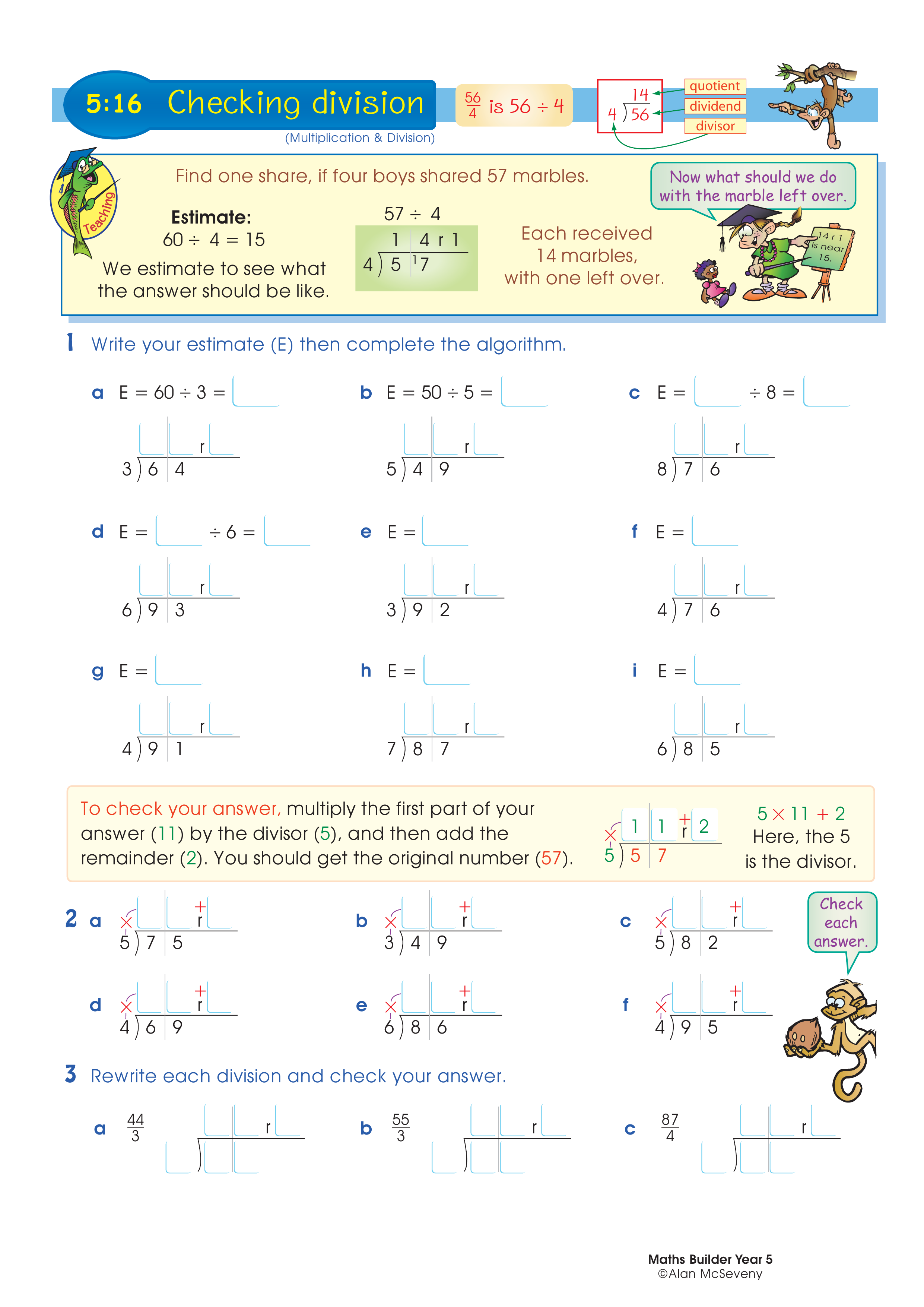Checking division — worksheet preview