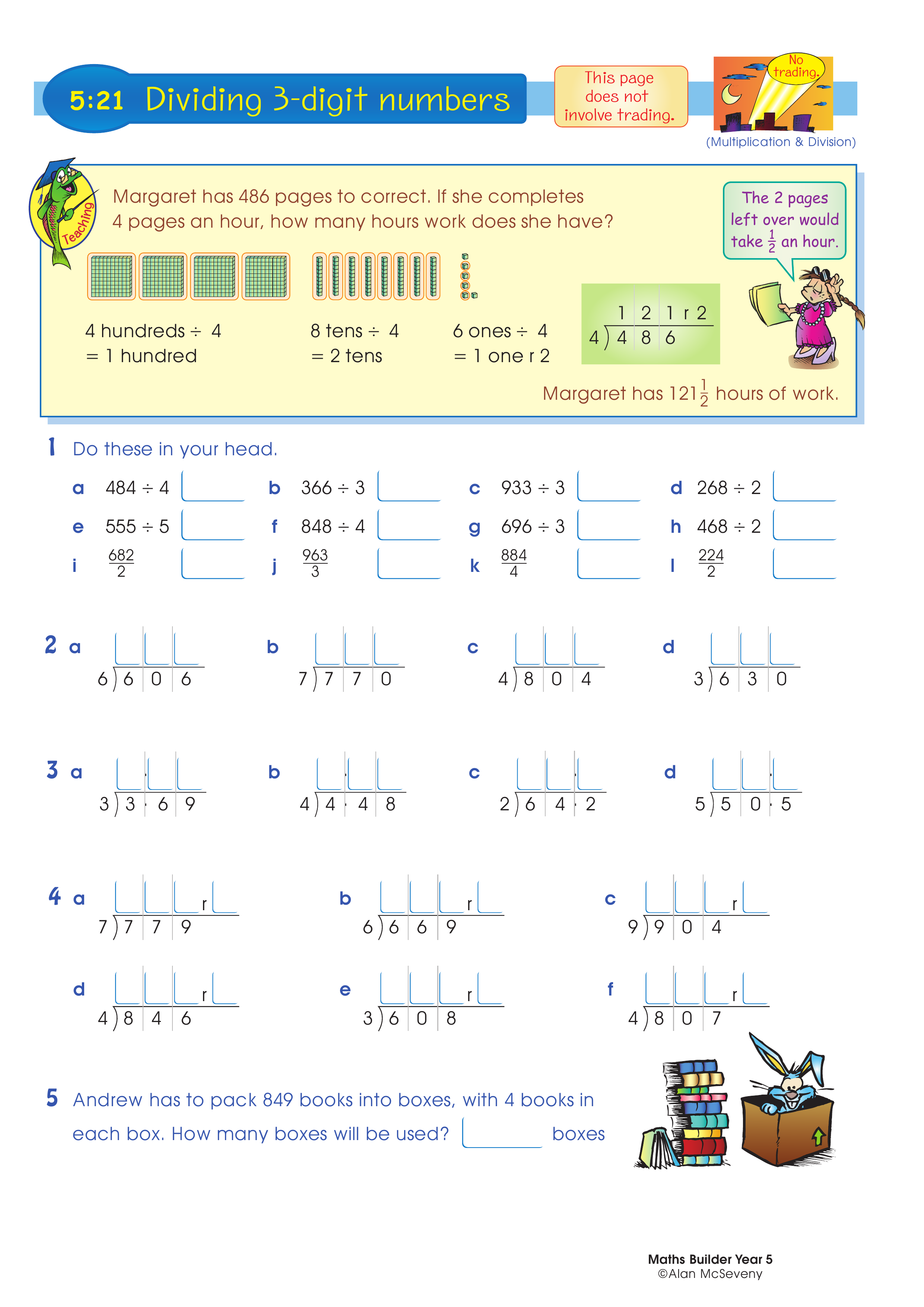 Dividing 3-digit numbers — worksheet preview