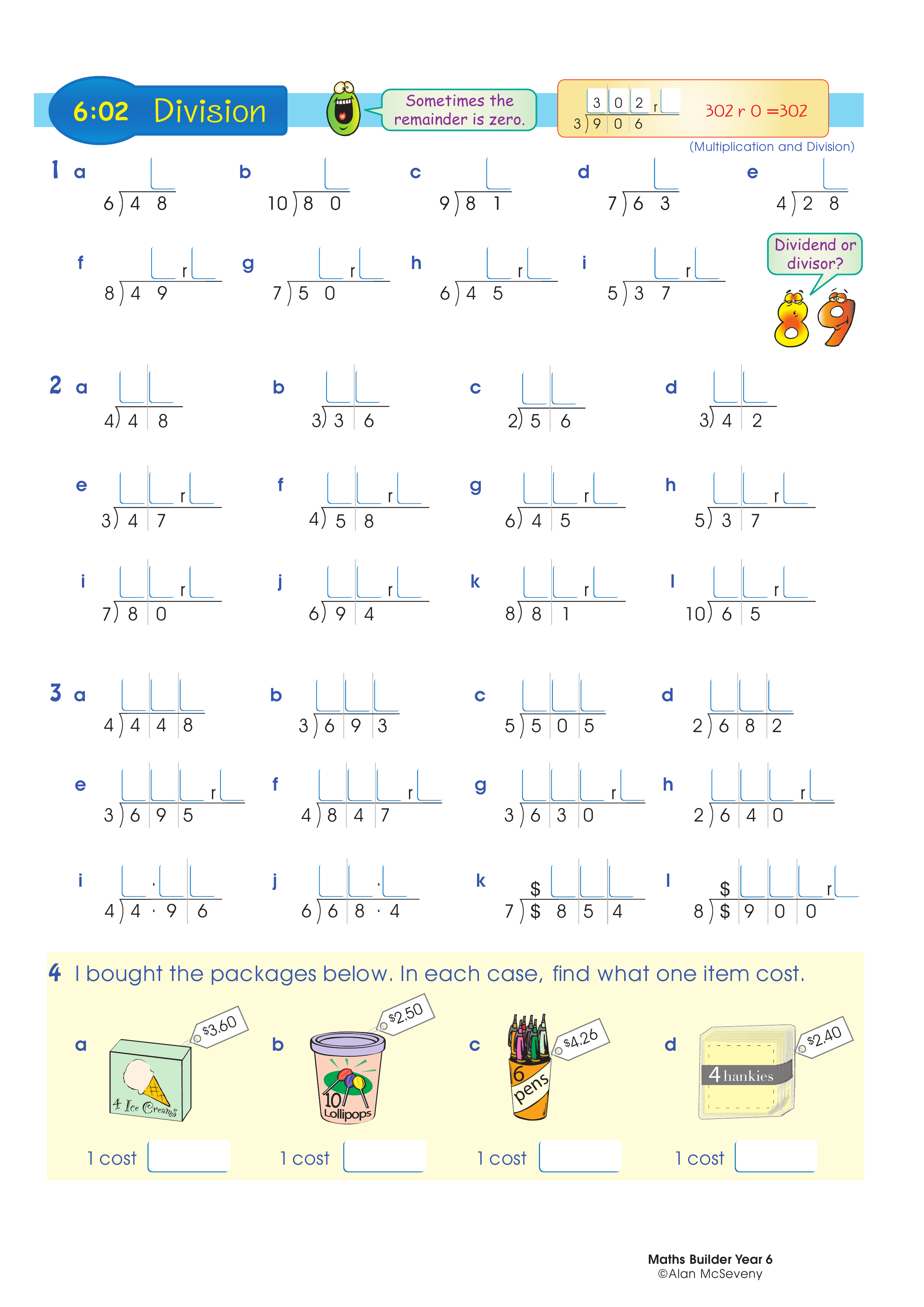 Division — worksheet preview