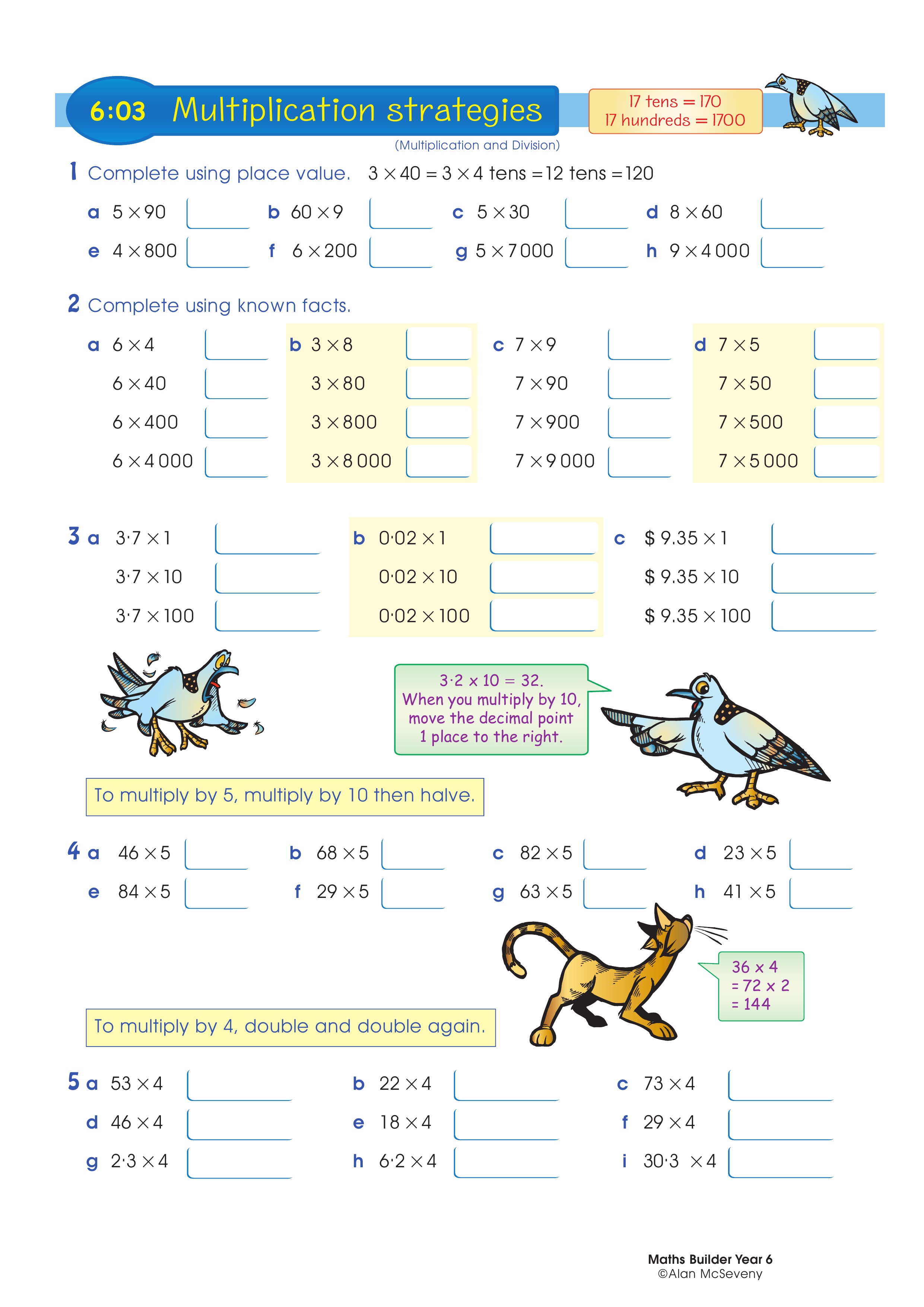 Multiplication strategies — worksheet preview