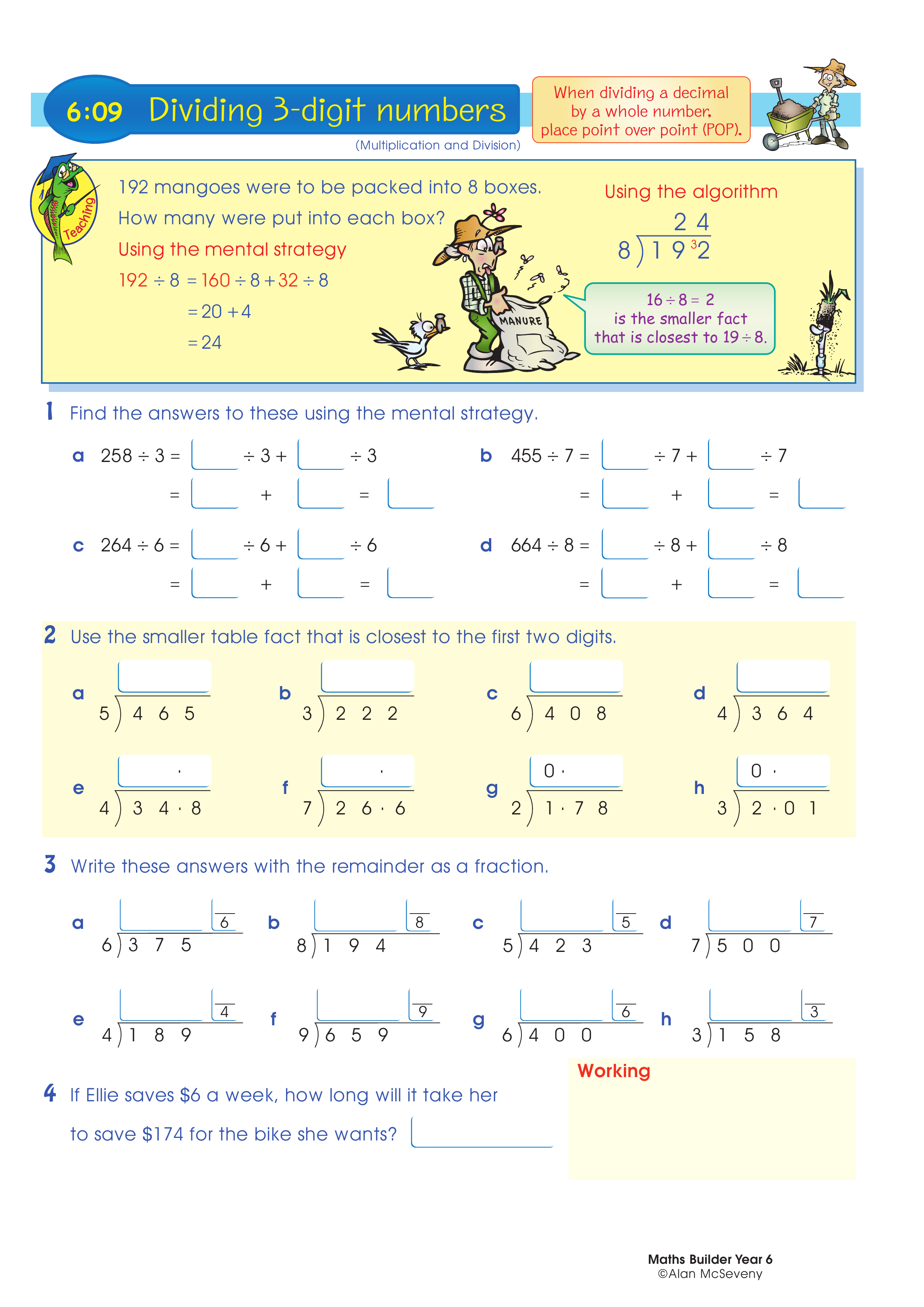 Dividing 3-digit numbers — worksheet preview