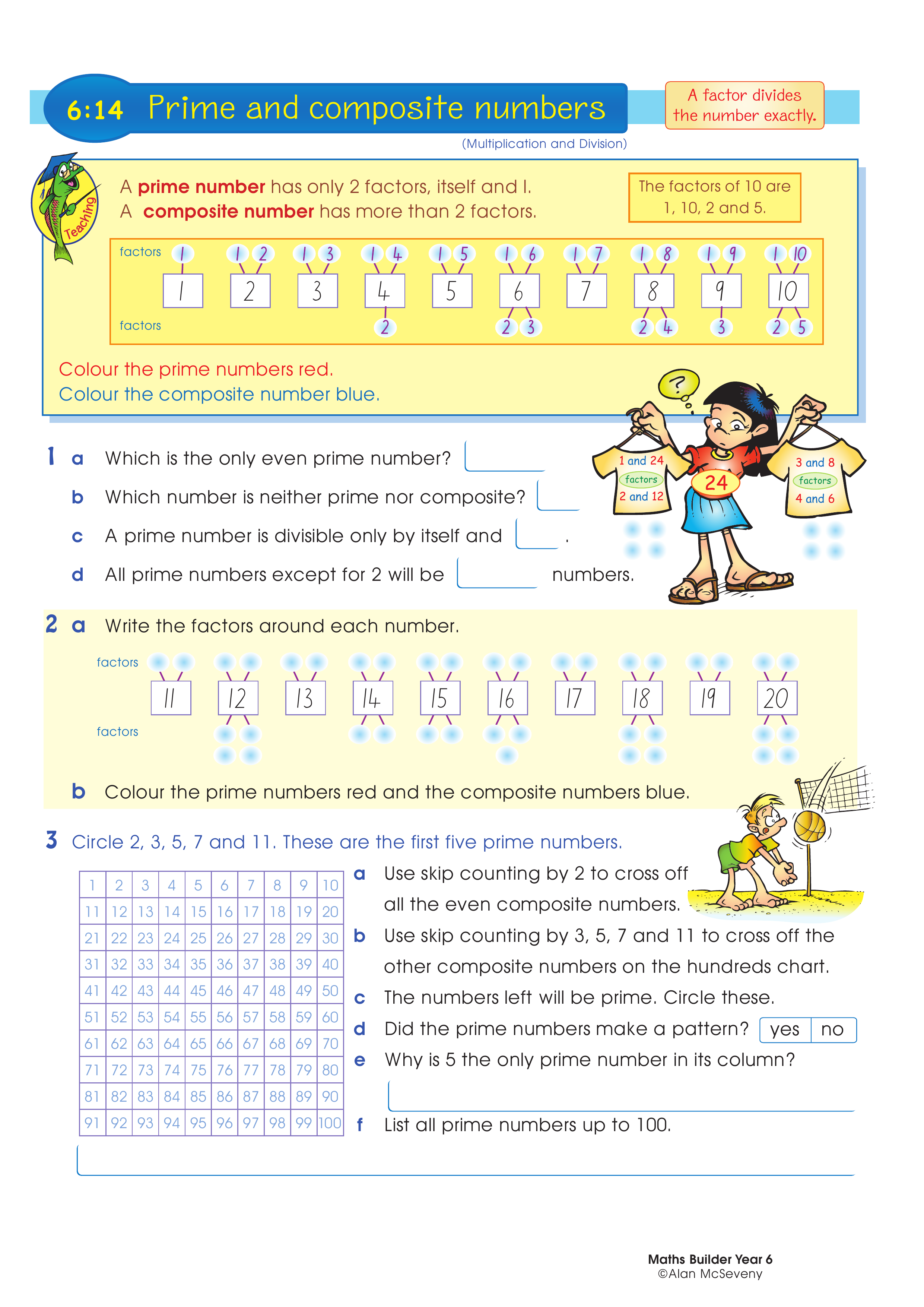 Prime and composite numbers — worksheet preview
