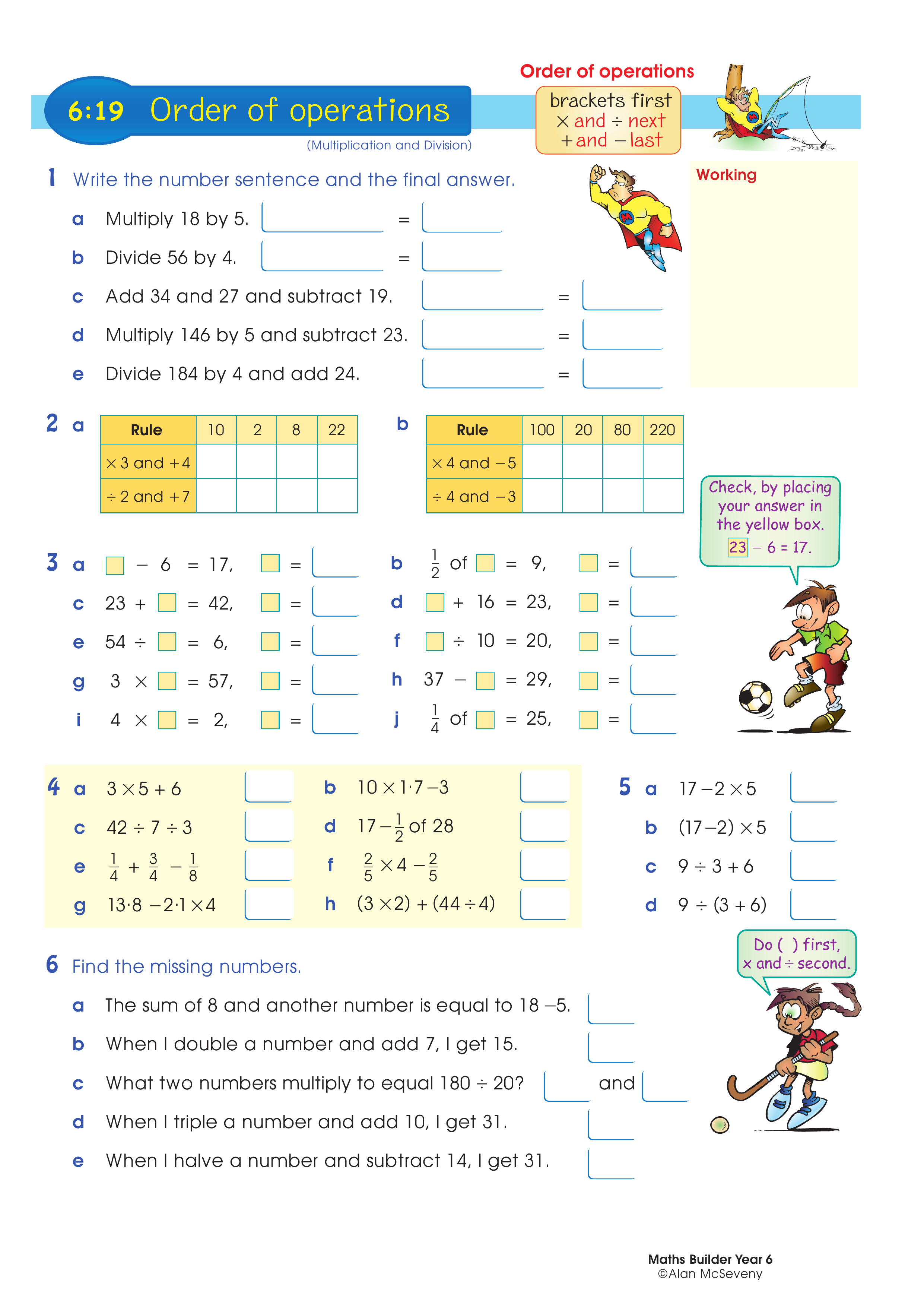 Order of operations — worksheet preview