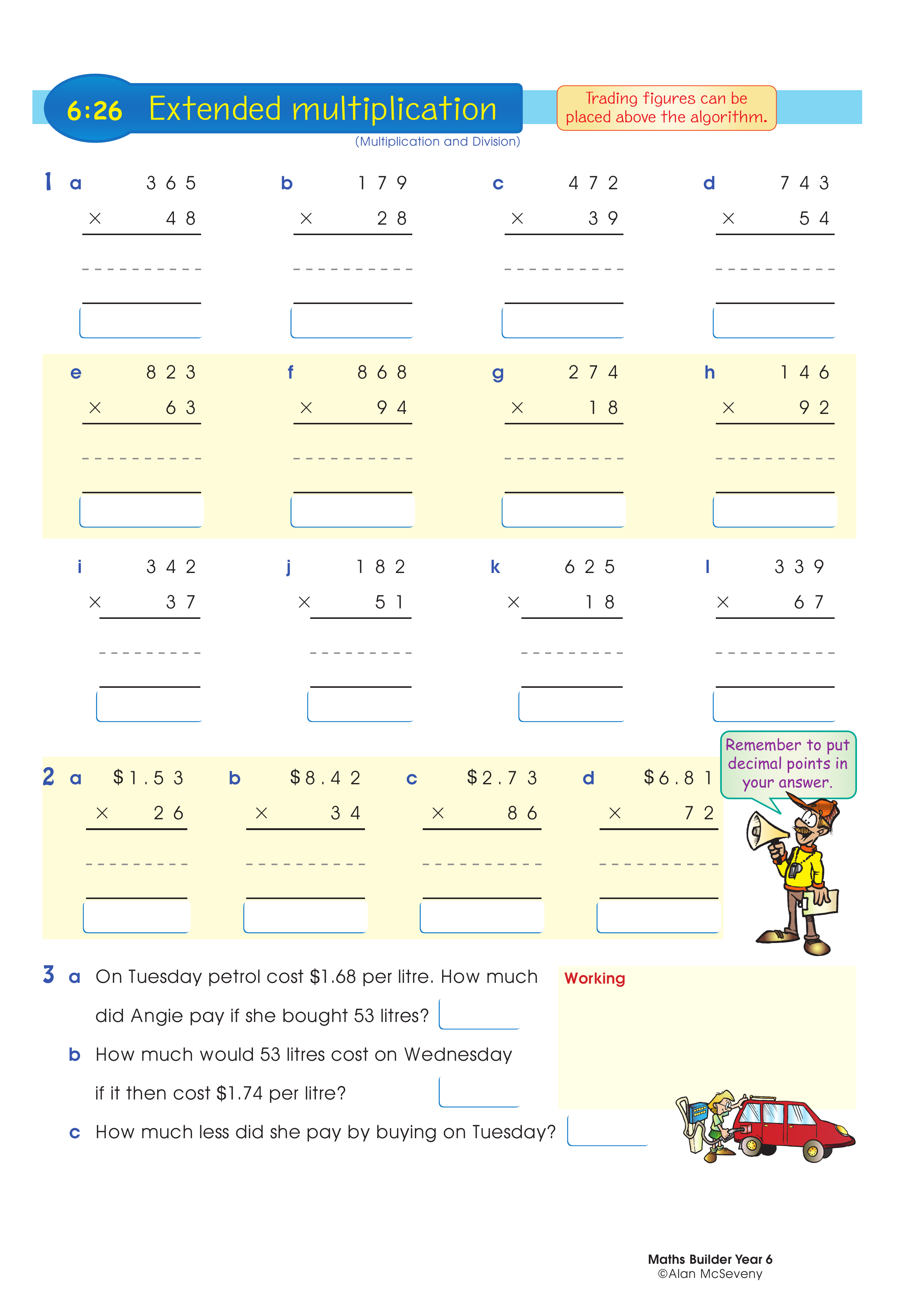 Extended multiplication — worksheet preview