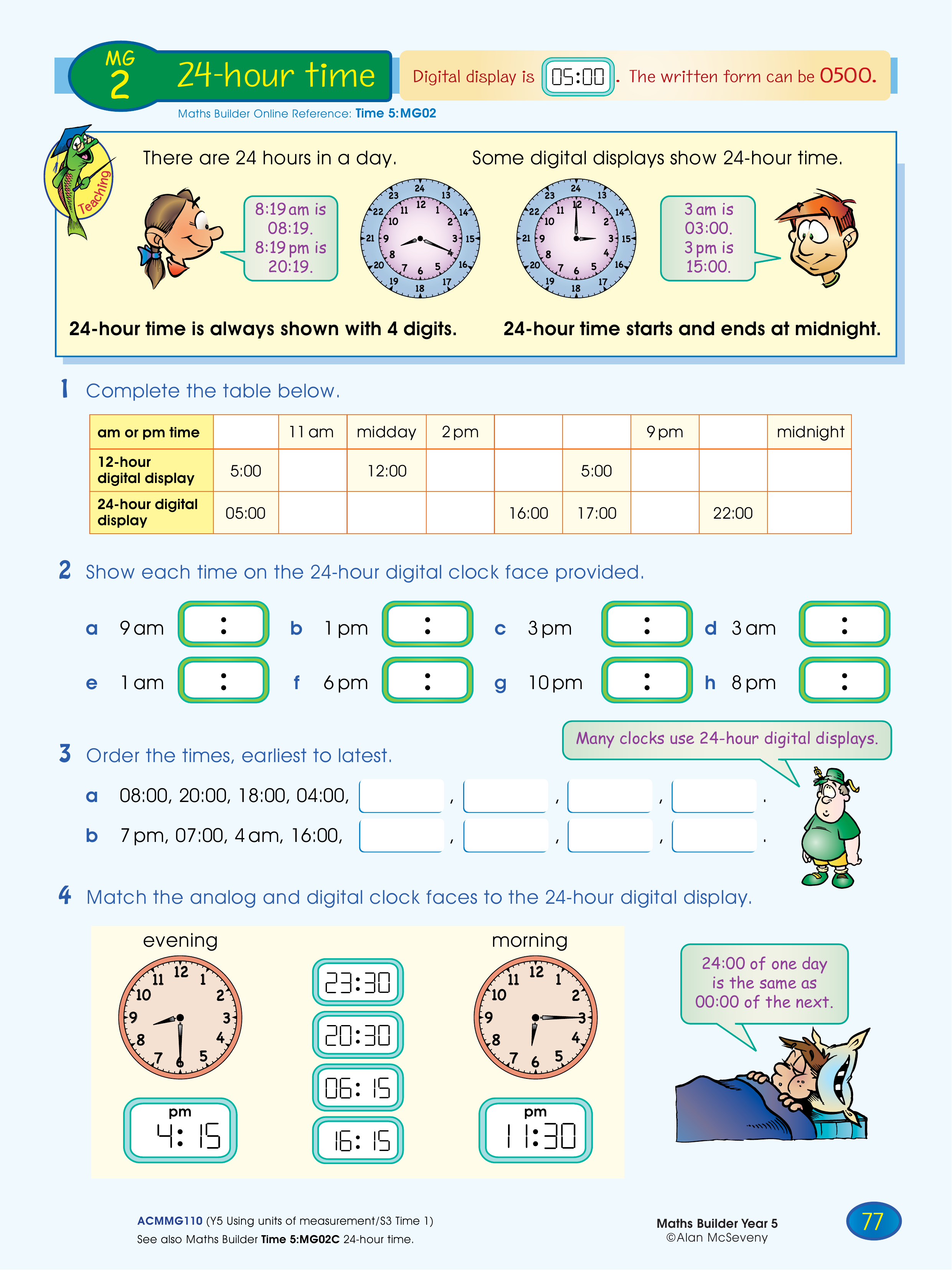 24-hour time — worksheet preview