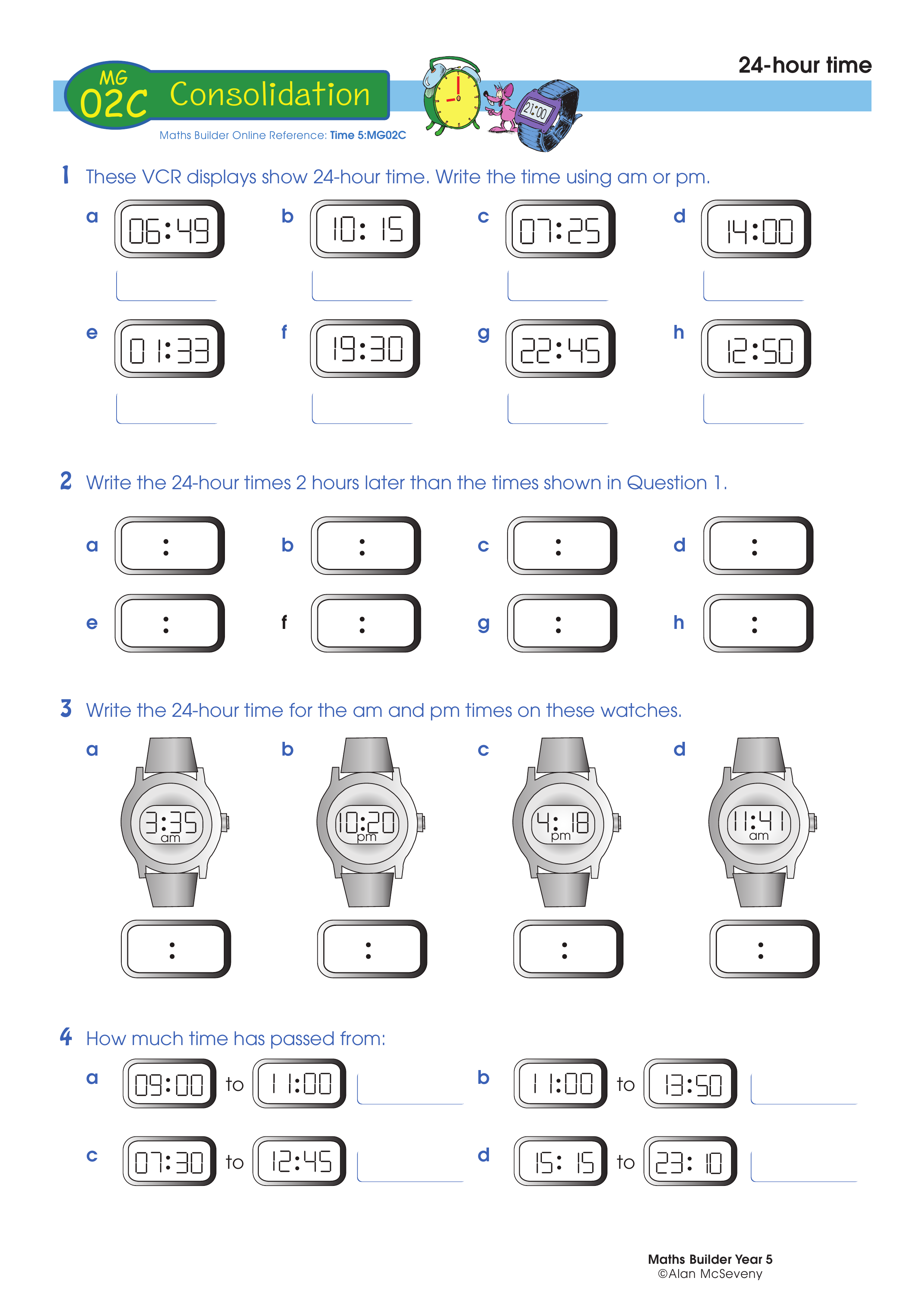 24-hour time — worksheet preview