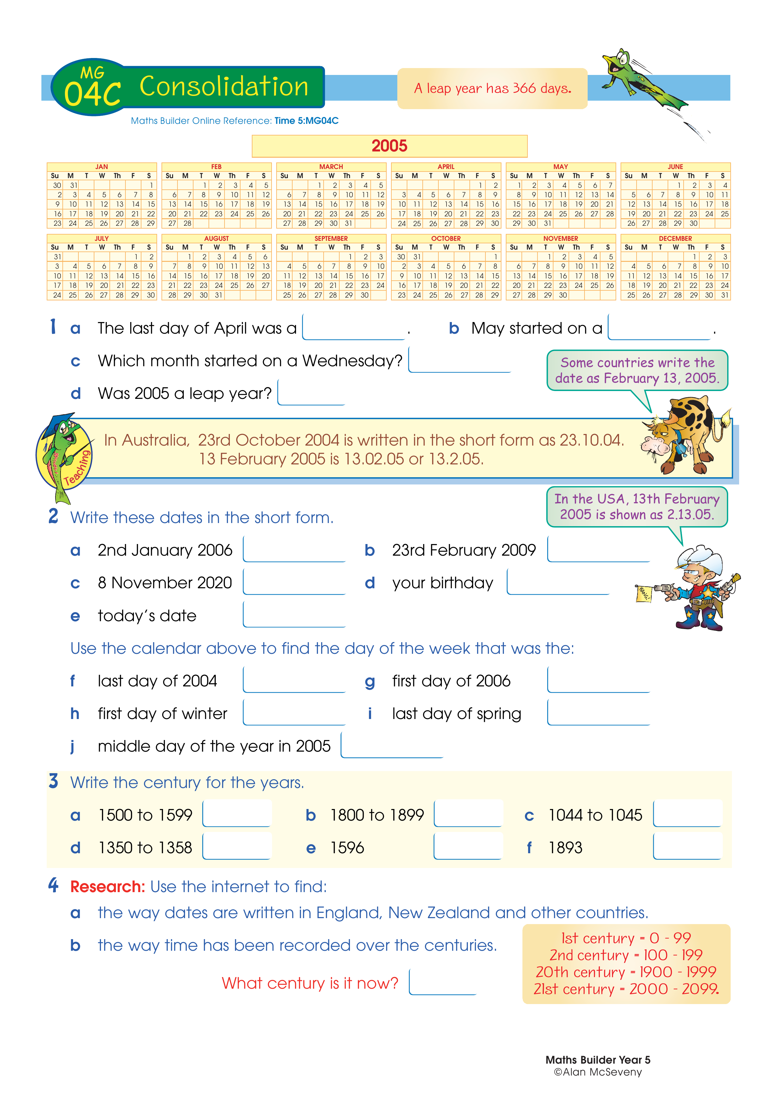 The calendar — worksheet preview