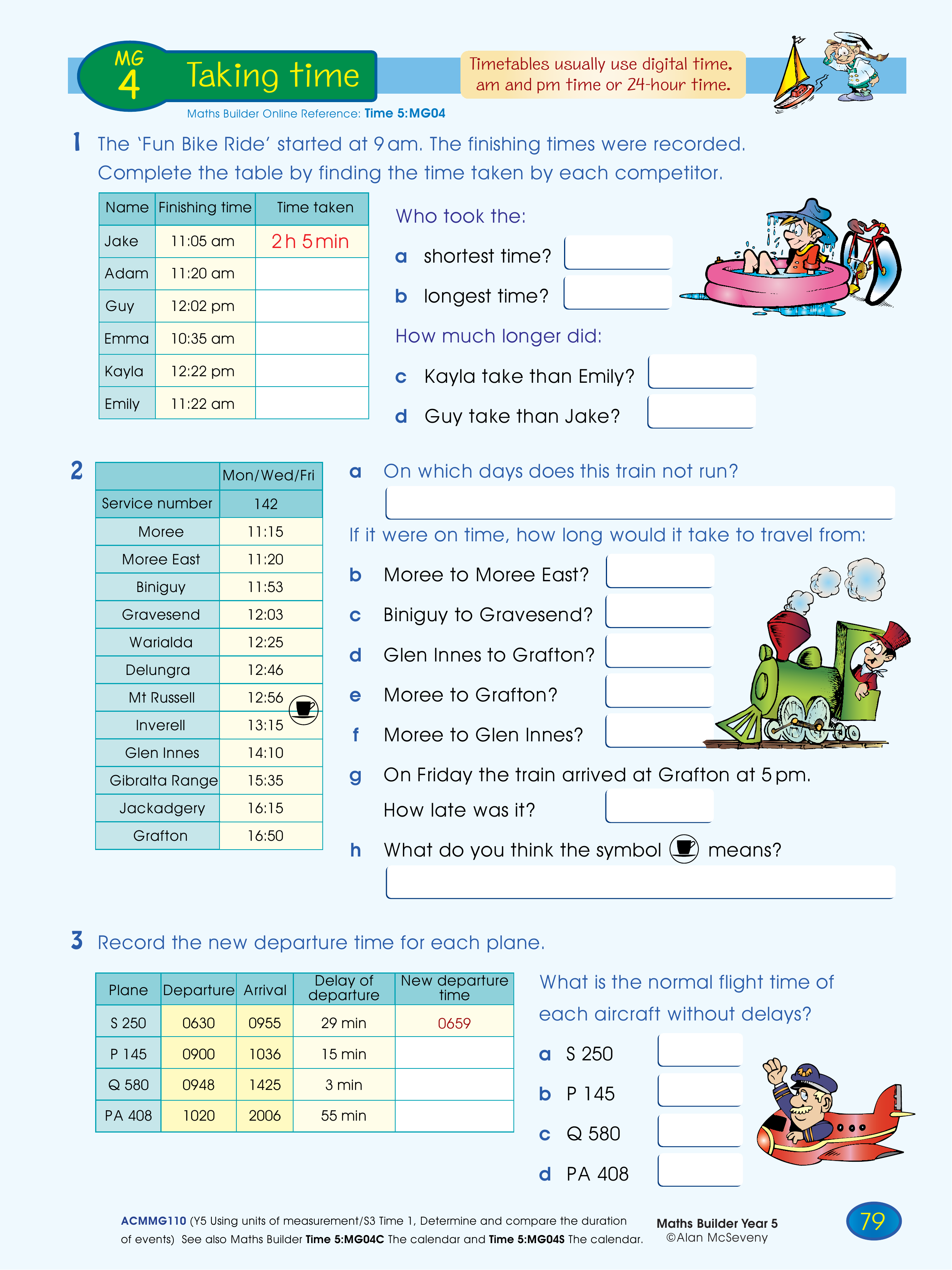 Taking time — worksheet preview