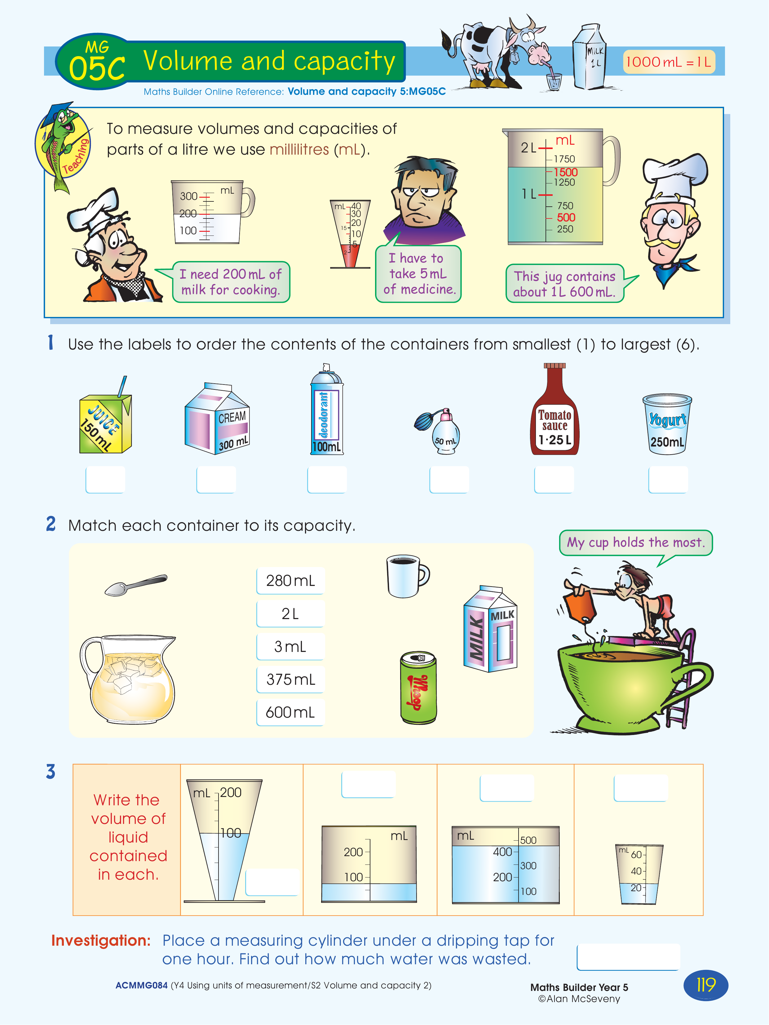Volume and capacity — worksheet preview