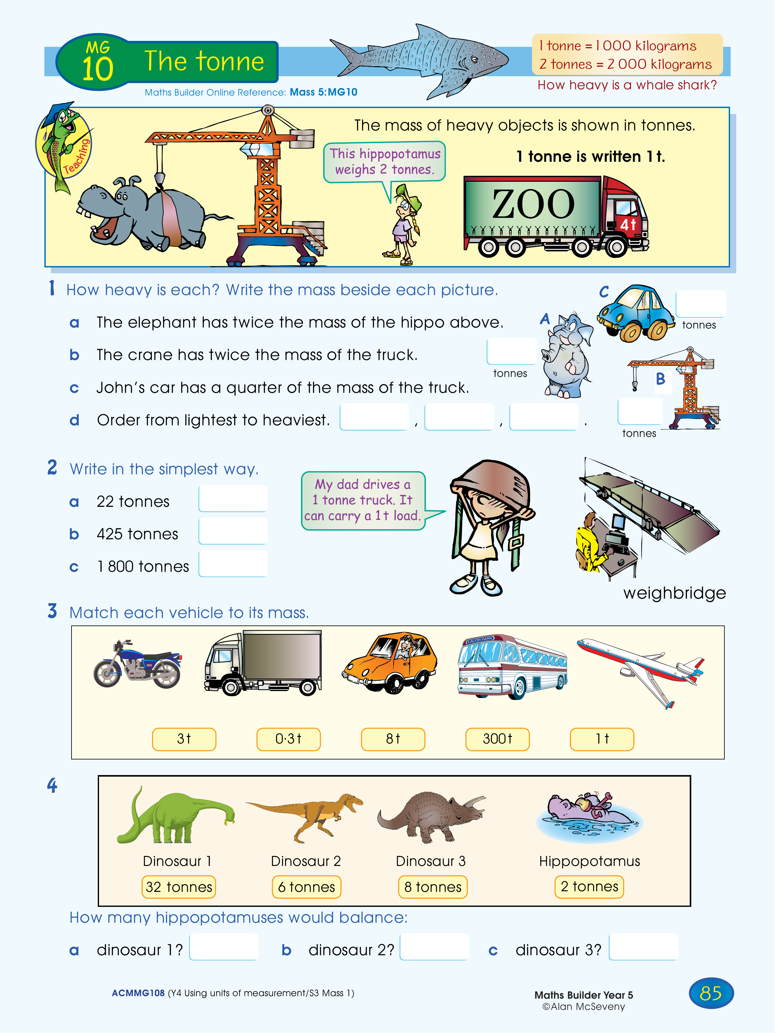 The tonne — worksheet preview