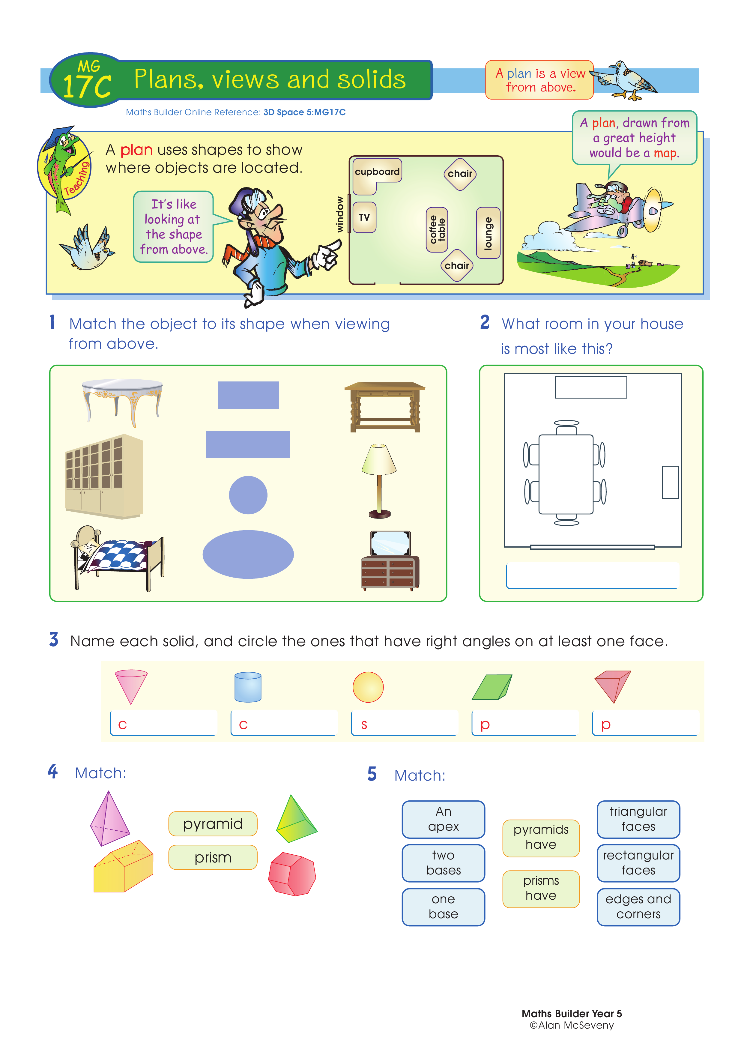 Plans, views and solids — worksheet preview