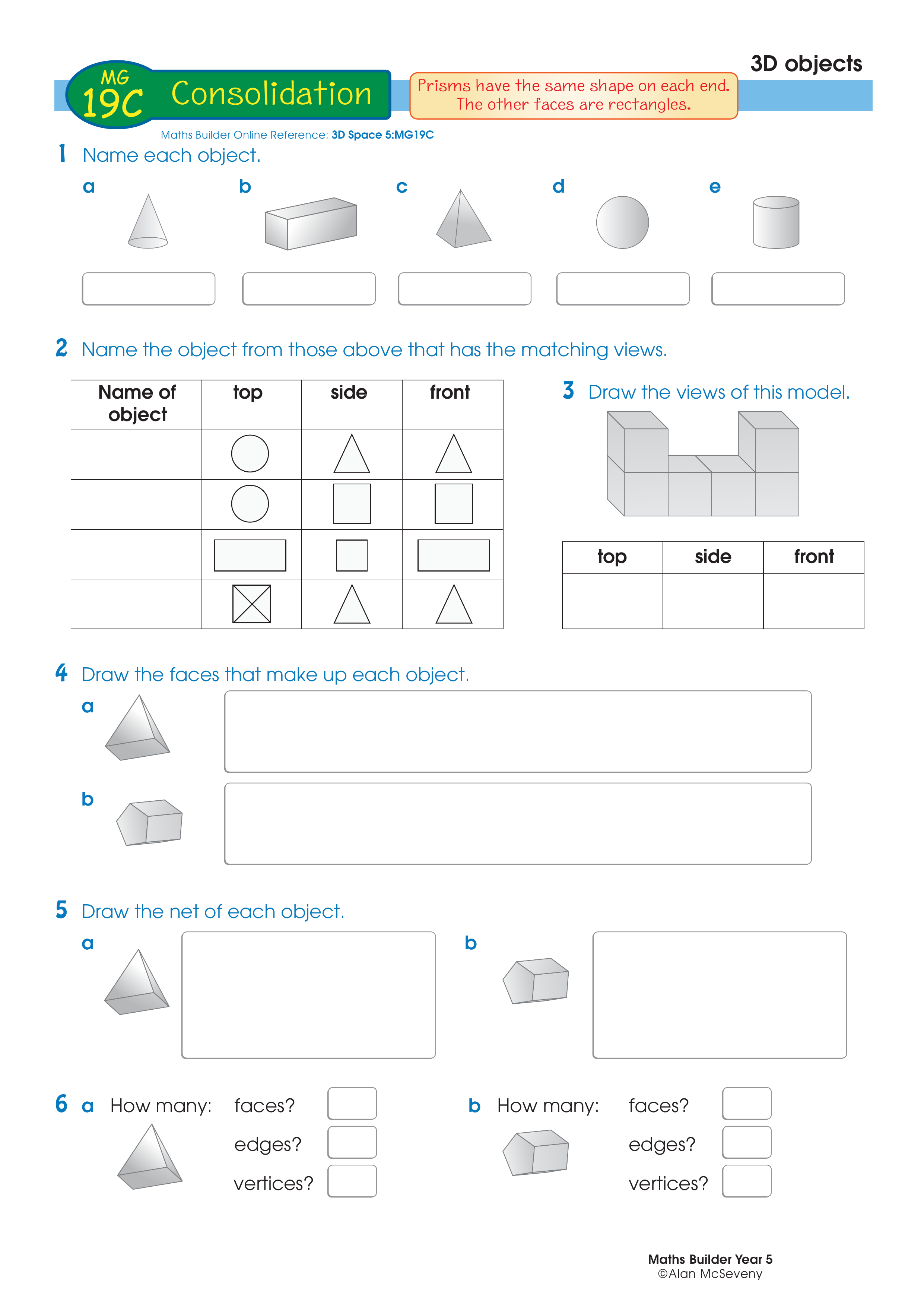 3D objects — worksheet preview