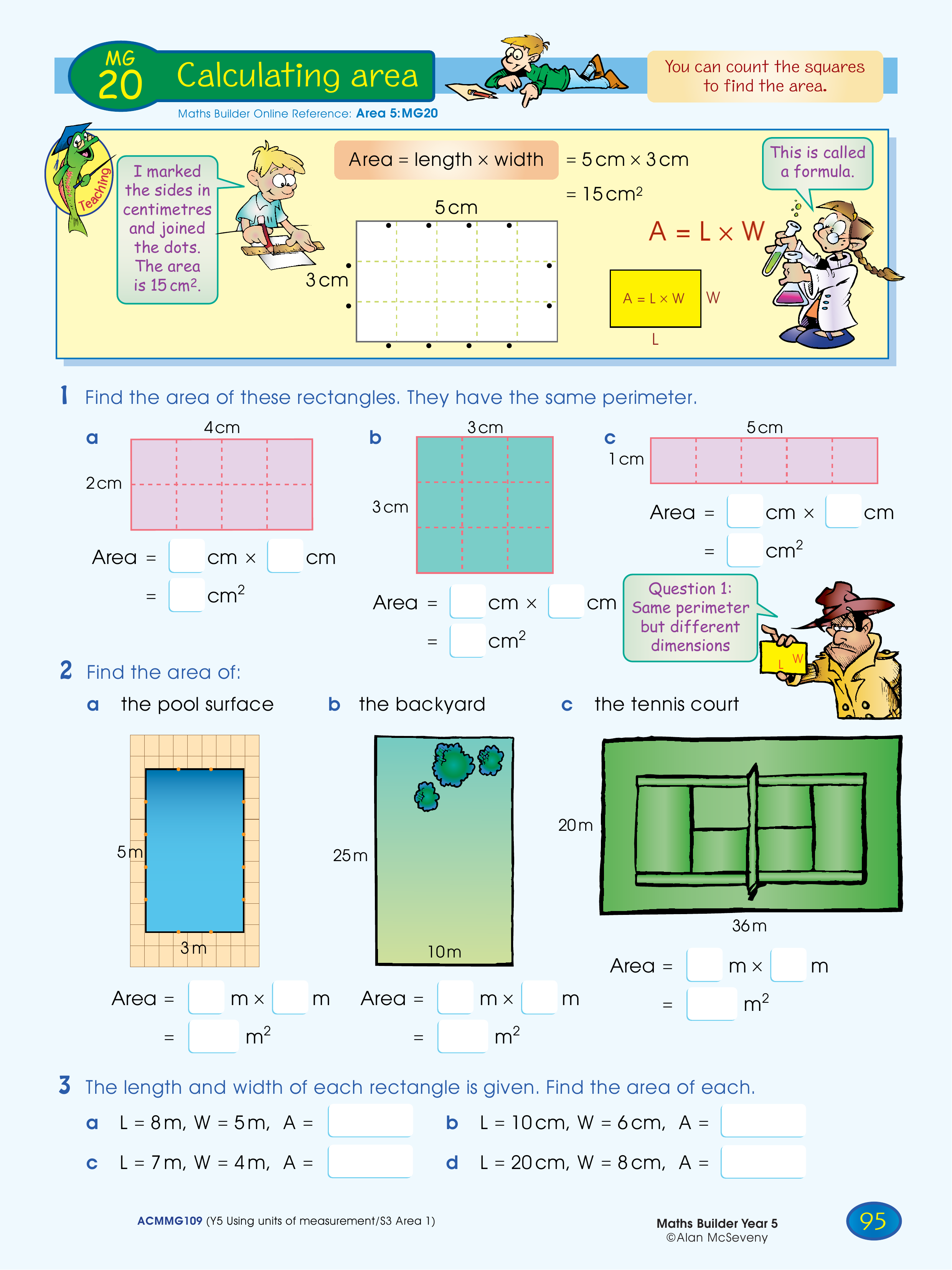 Calculating area — worksheet preview