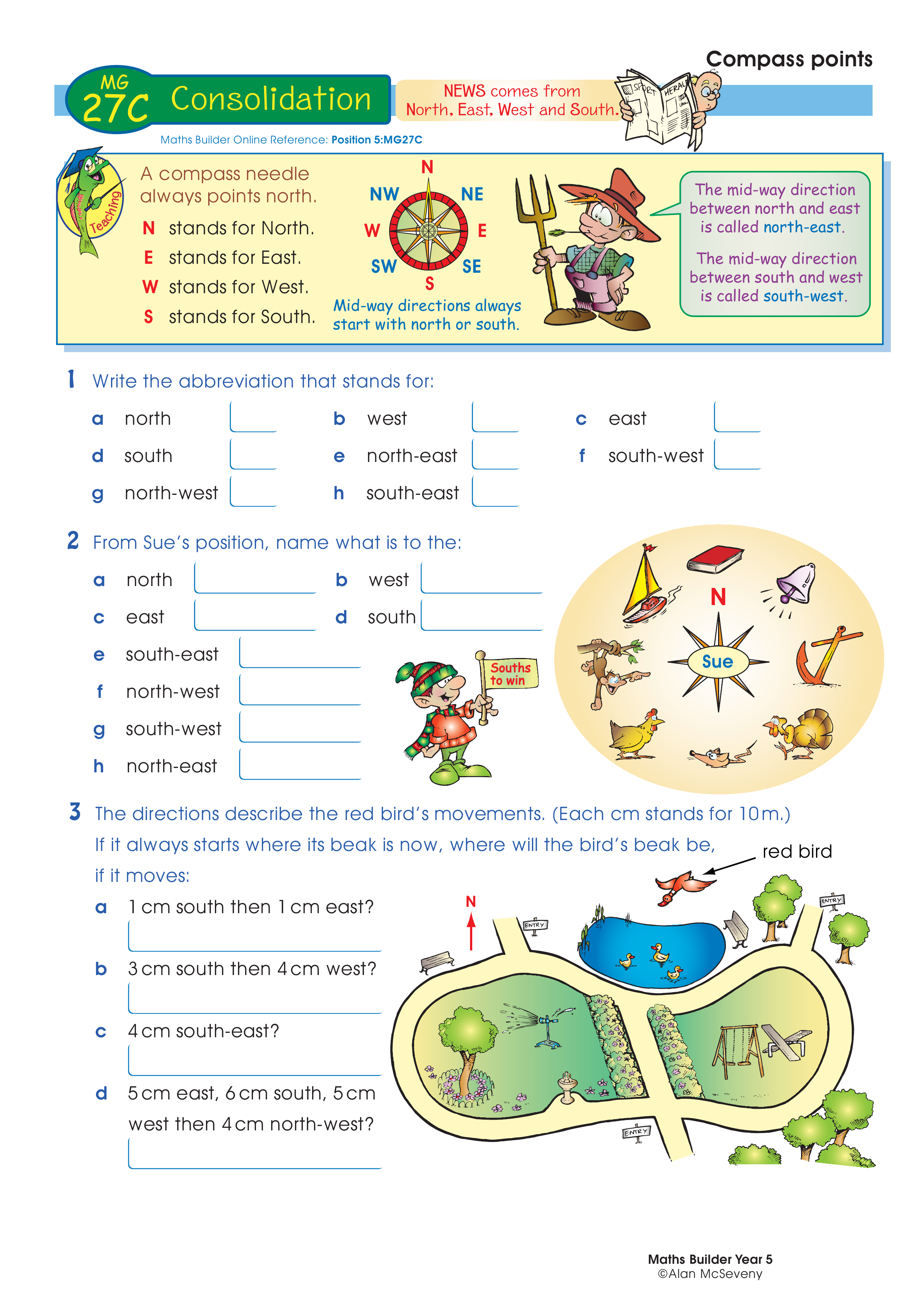 Compass points — worksheet preview