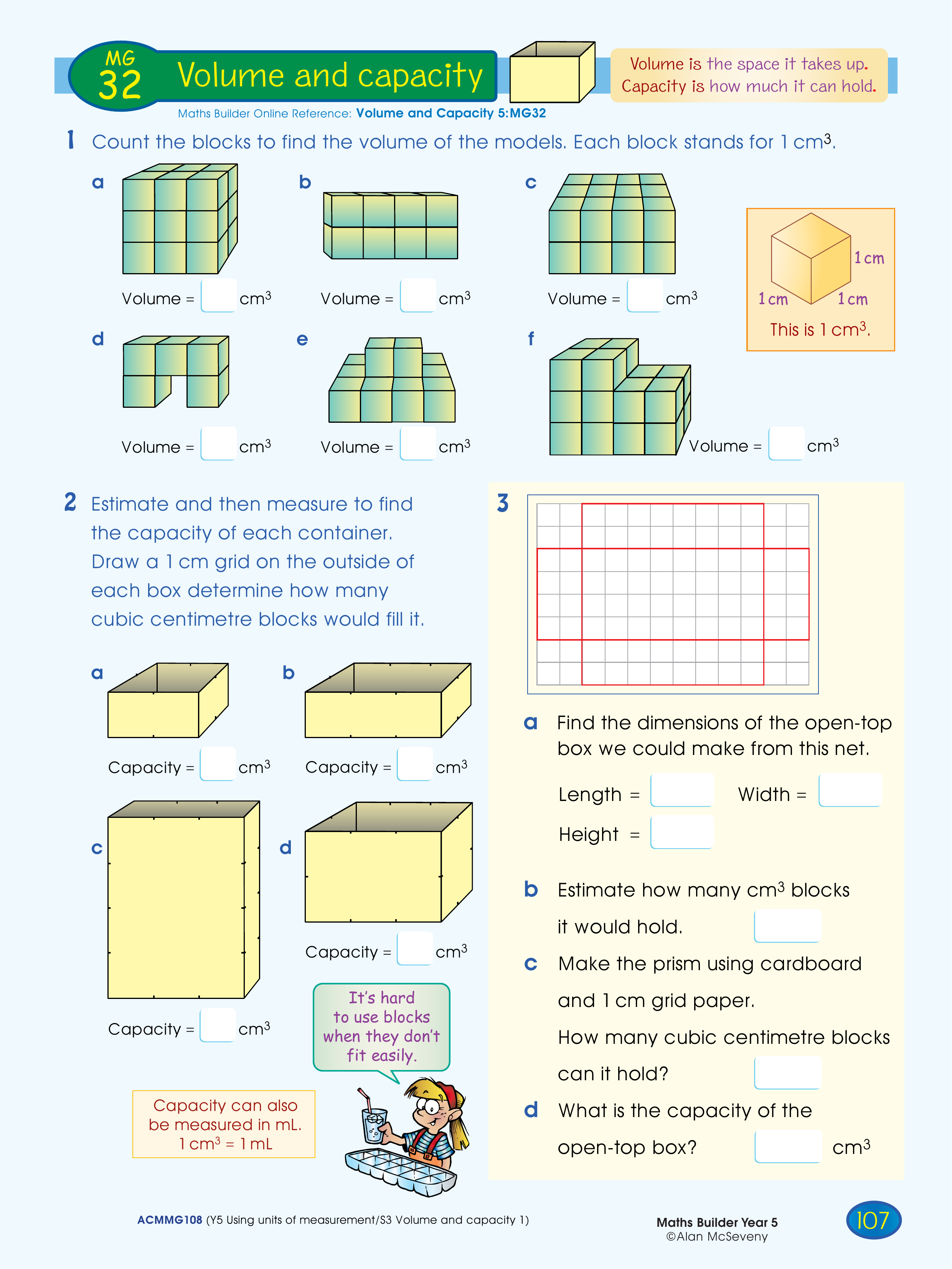 Volume and Capacity — worksheet preview