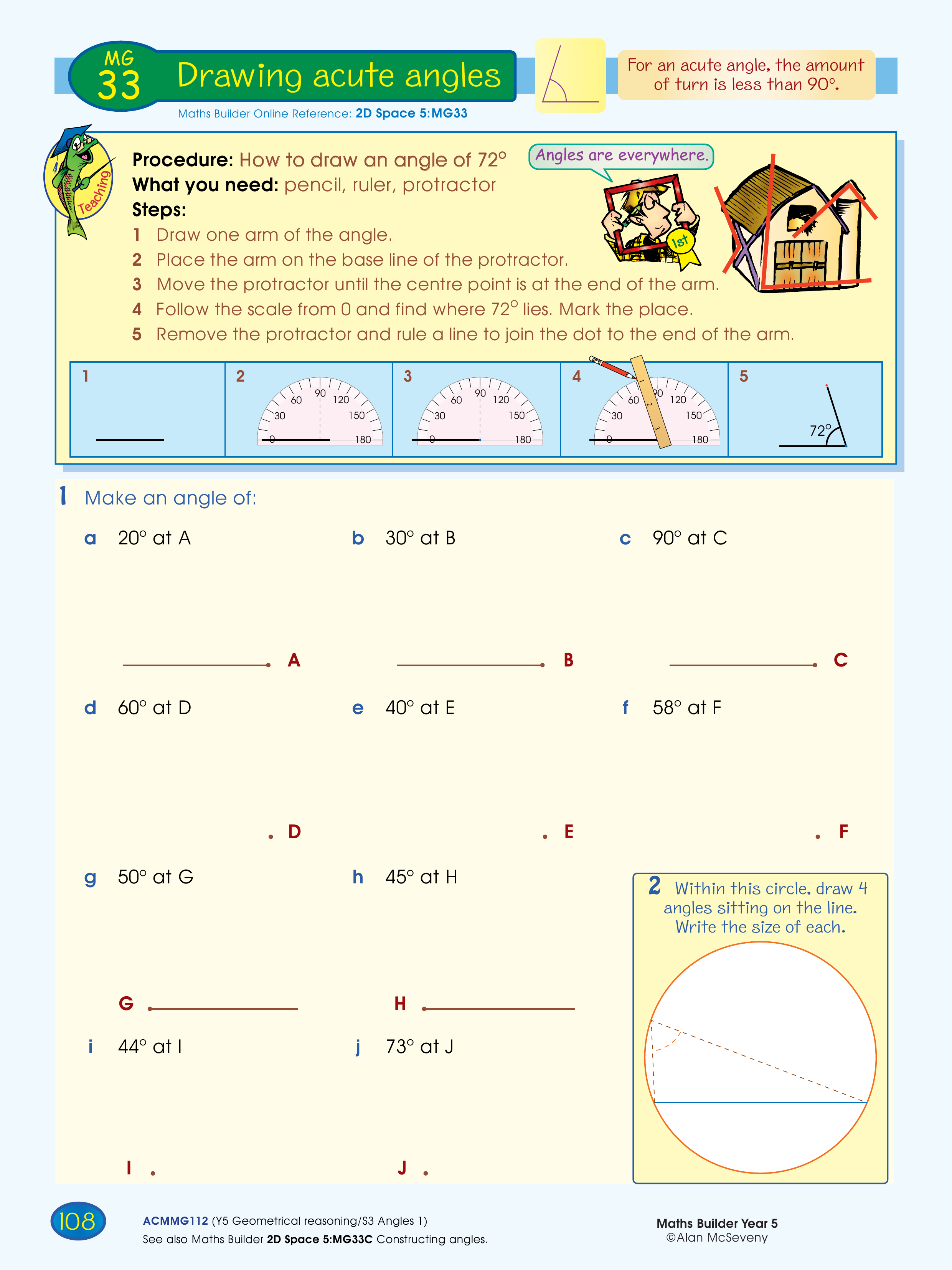 Drawing acute angles — worksheet preview