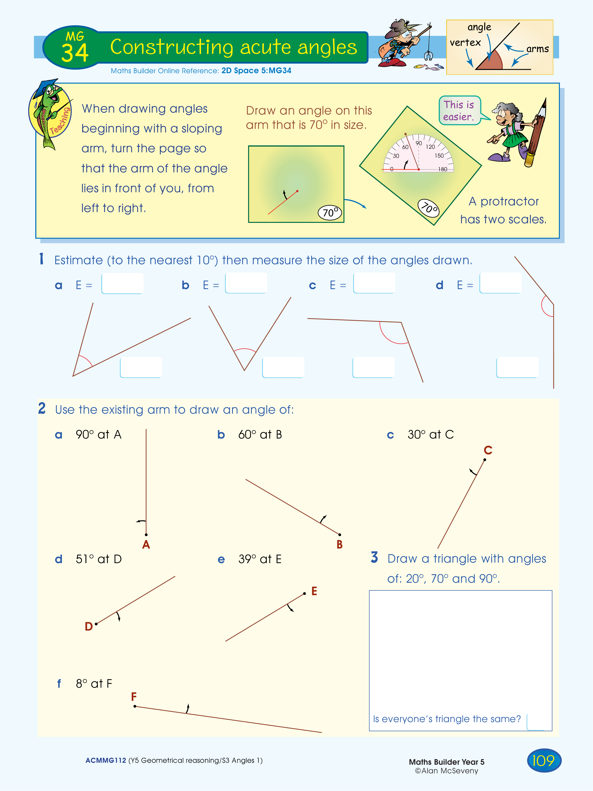 Constructing acute angles — worksheet preview