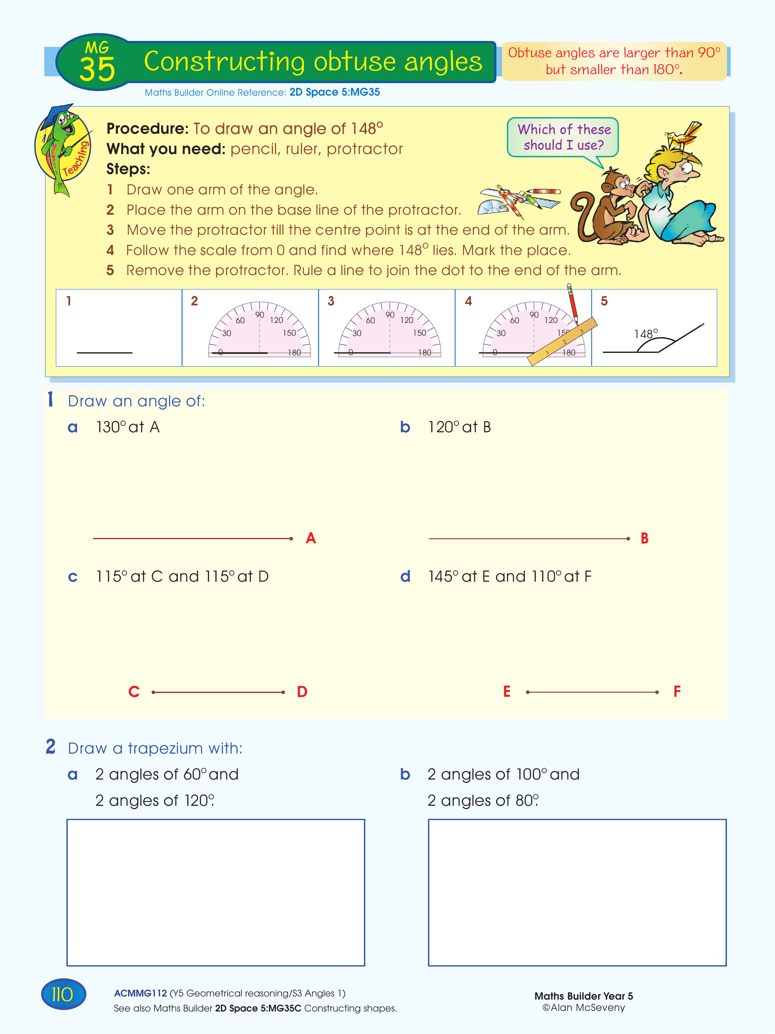 Constructing obtuse angles — worksheet preview