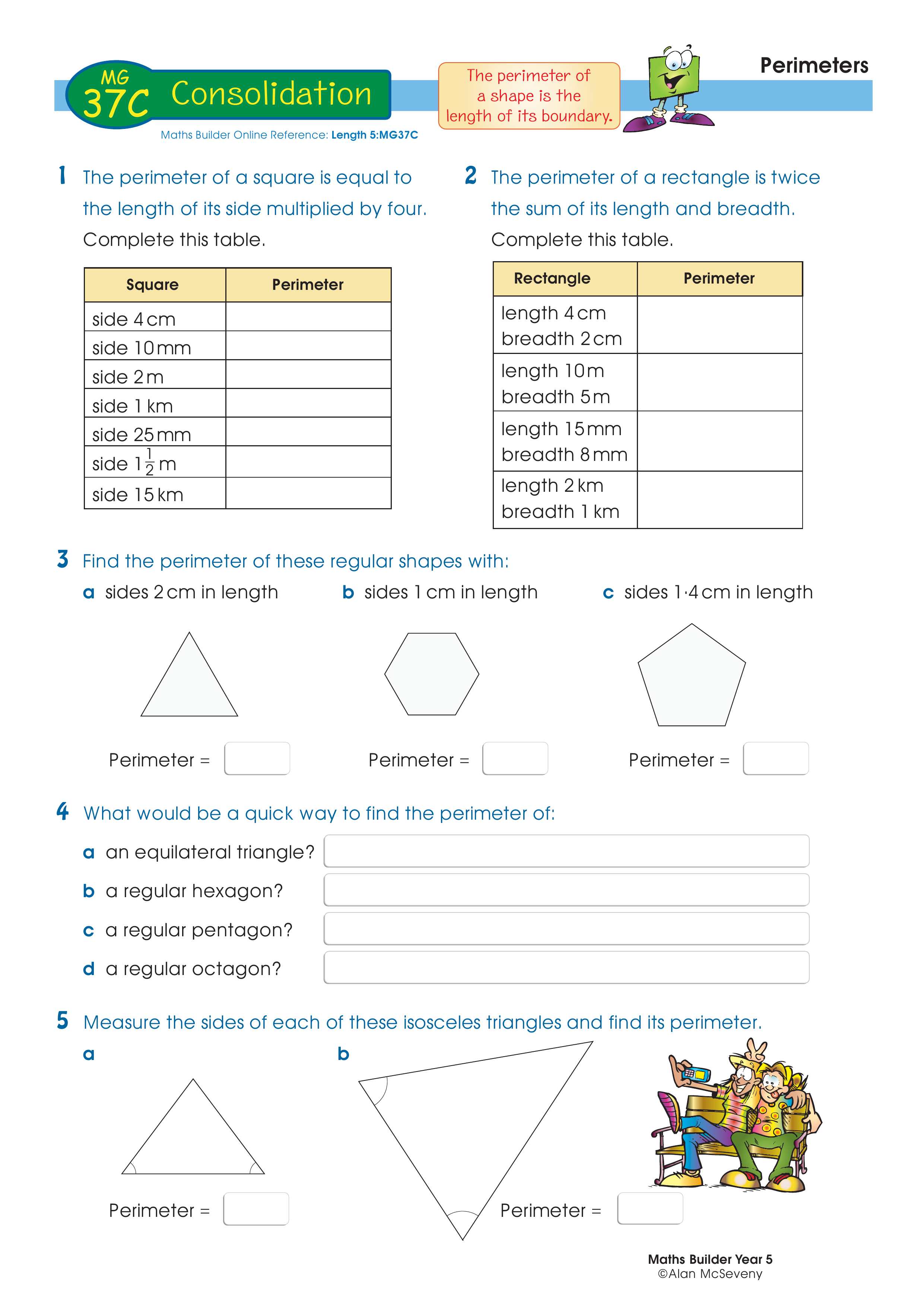 Perimeters — worksheet preview