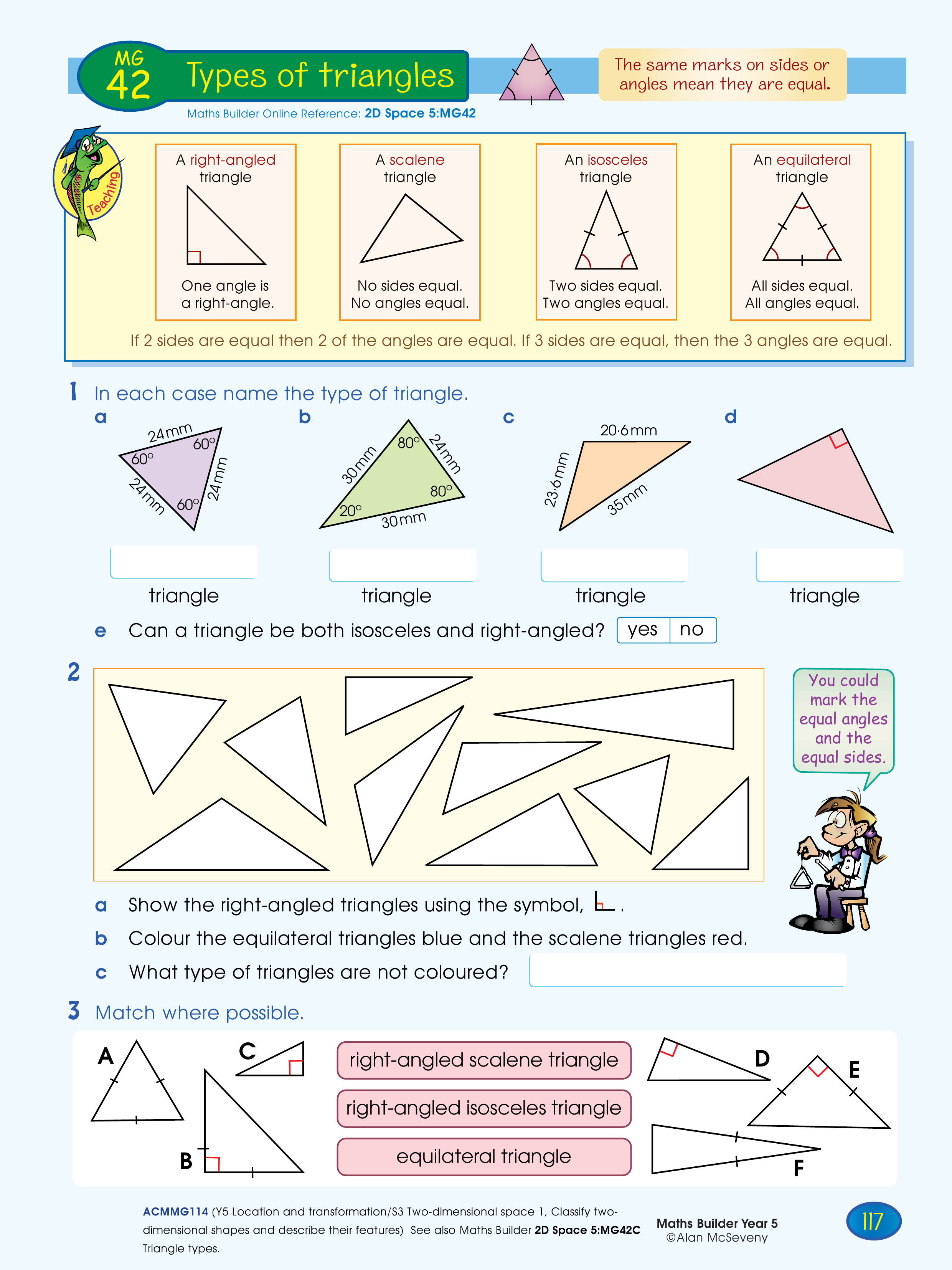 Types of triangles — worksheet preview