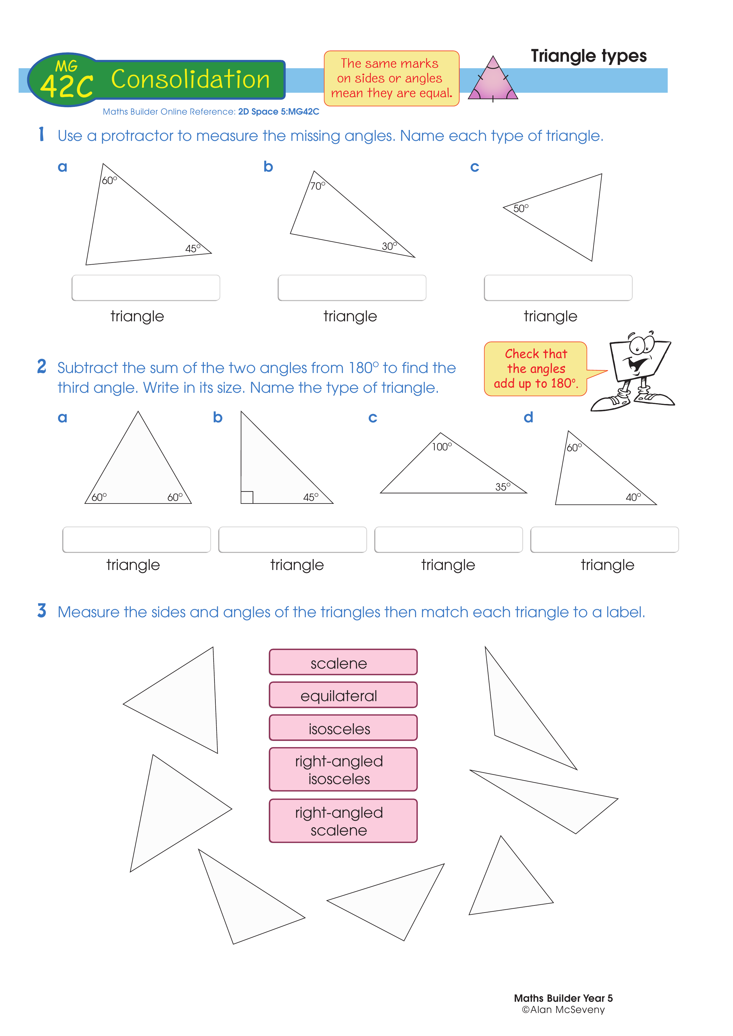 Triangle types — worksheet preview