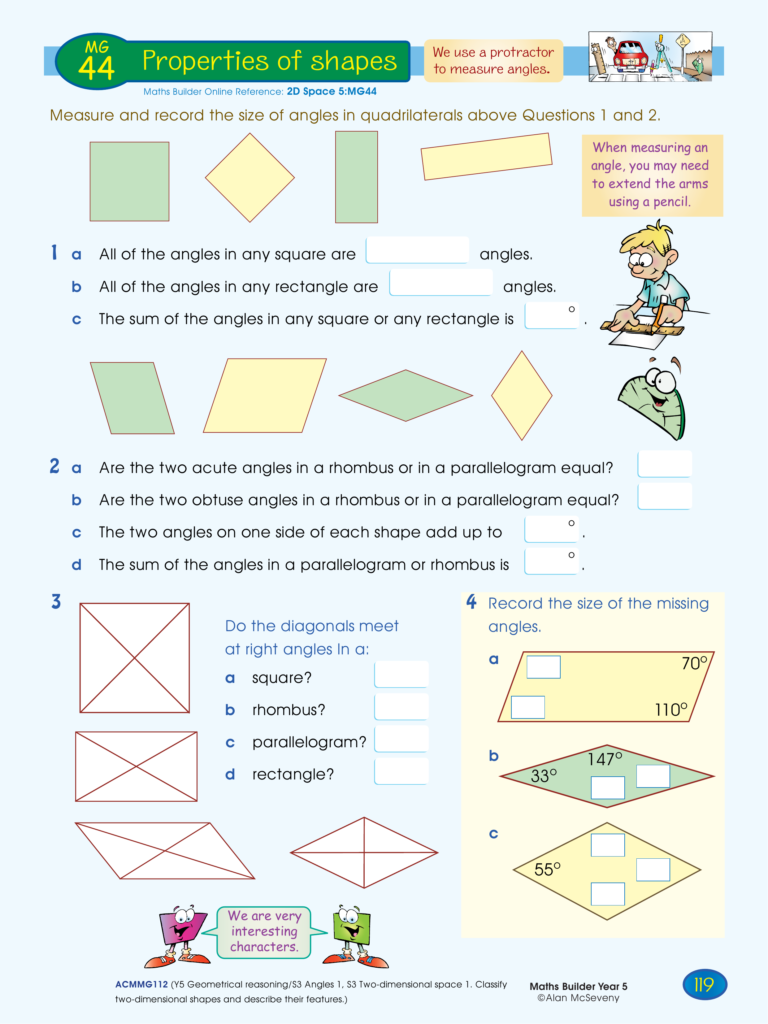 Properties of shapes — worksheet preview