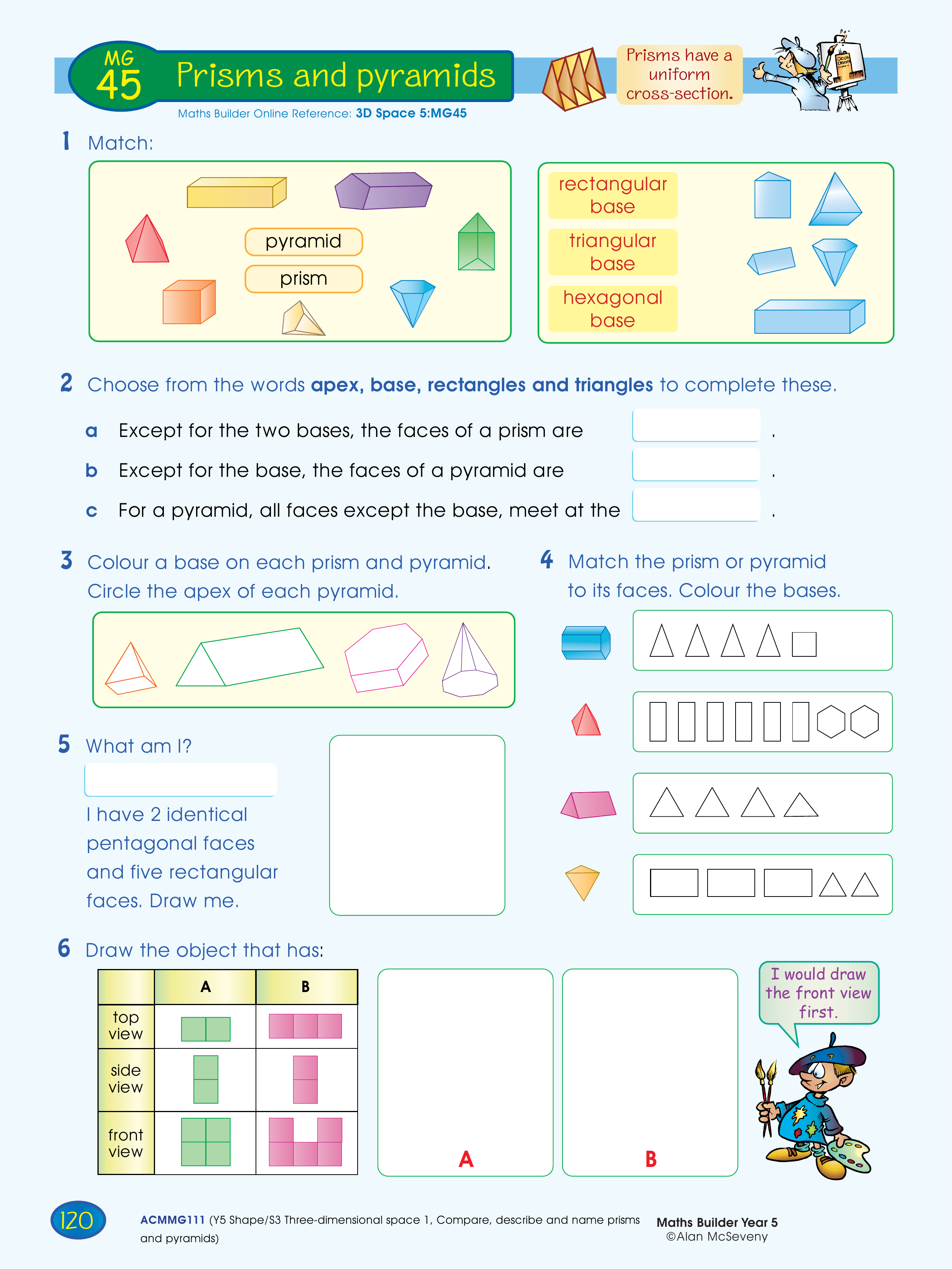 Prisms and pyramids — worksheet preview