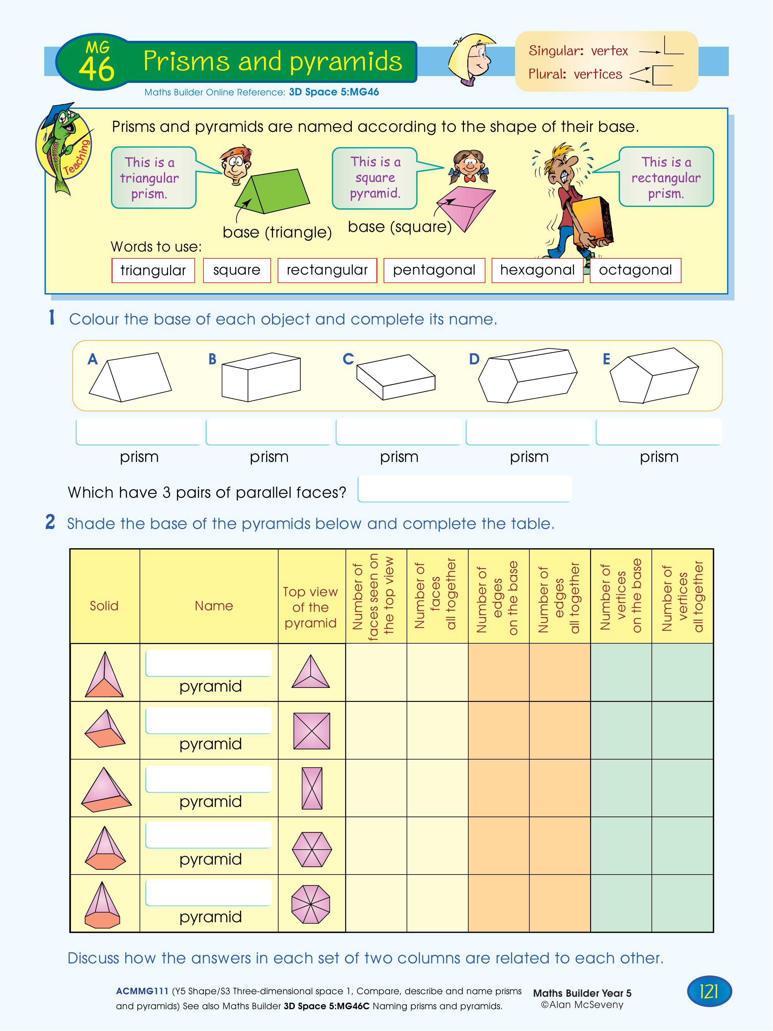Prisms and pyramids — worksheet preview