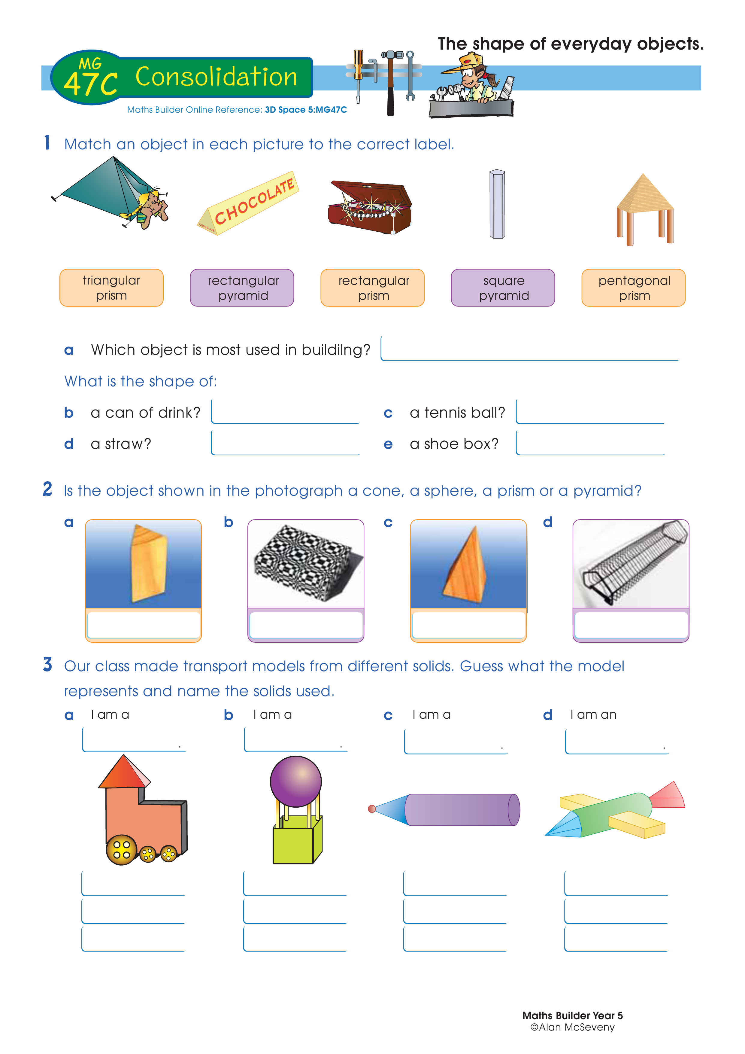 The shape of everyday objects — worksheet preview