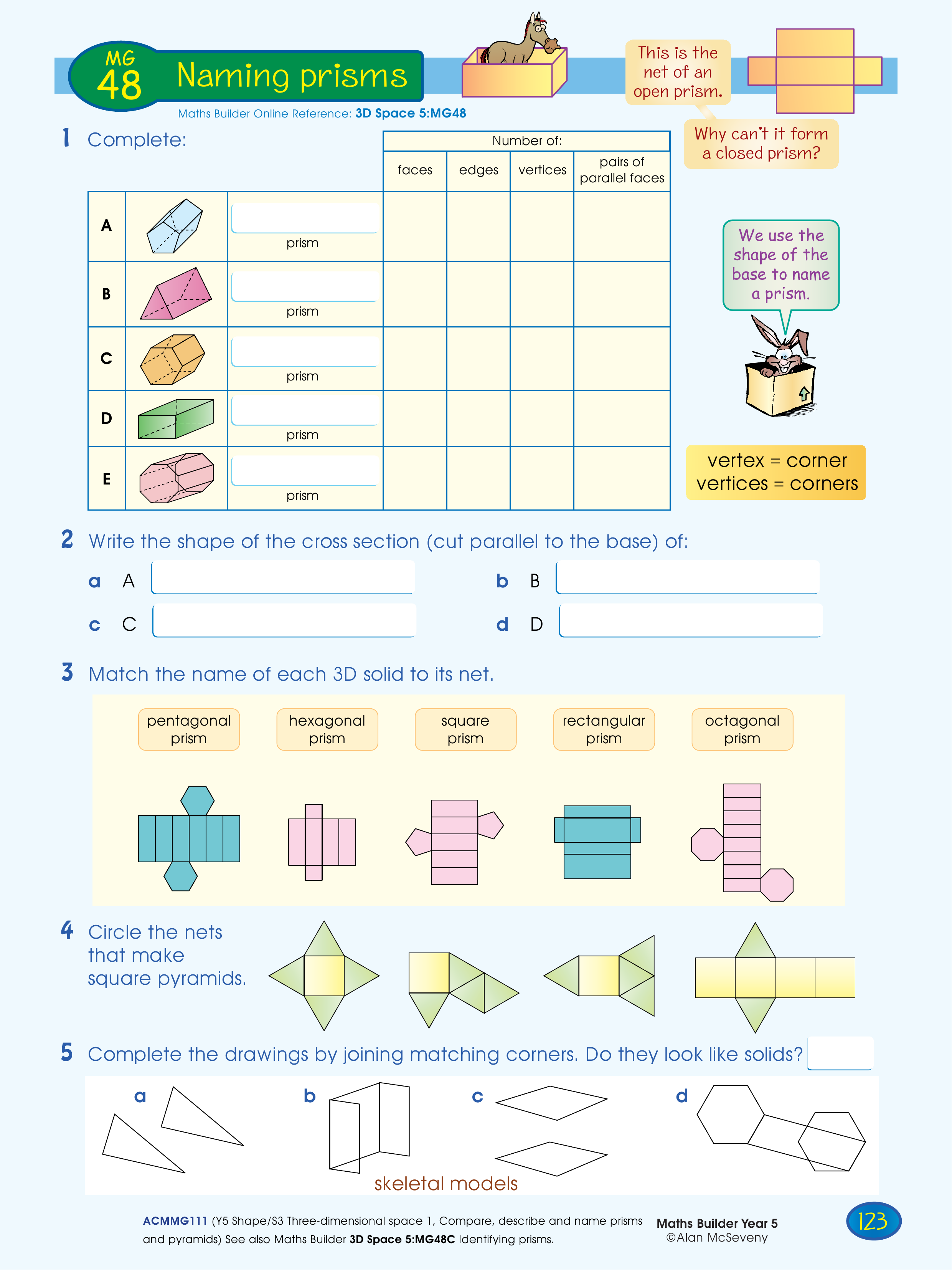 Naming prisms — worksheet preview