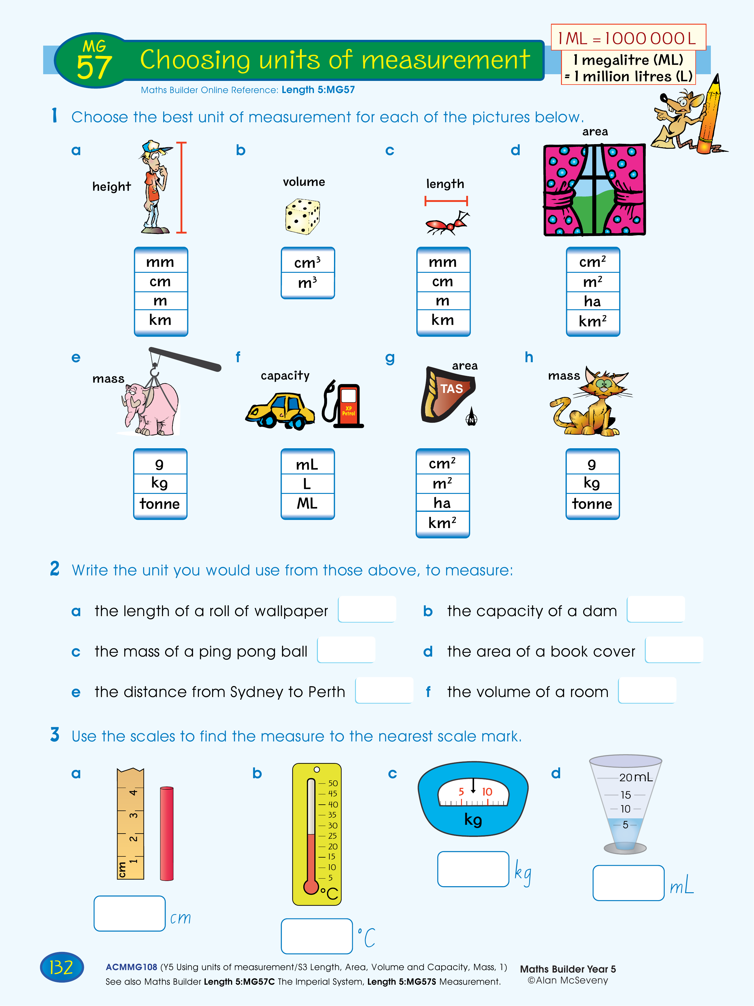Choosing units of measurement — worksheet preview