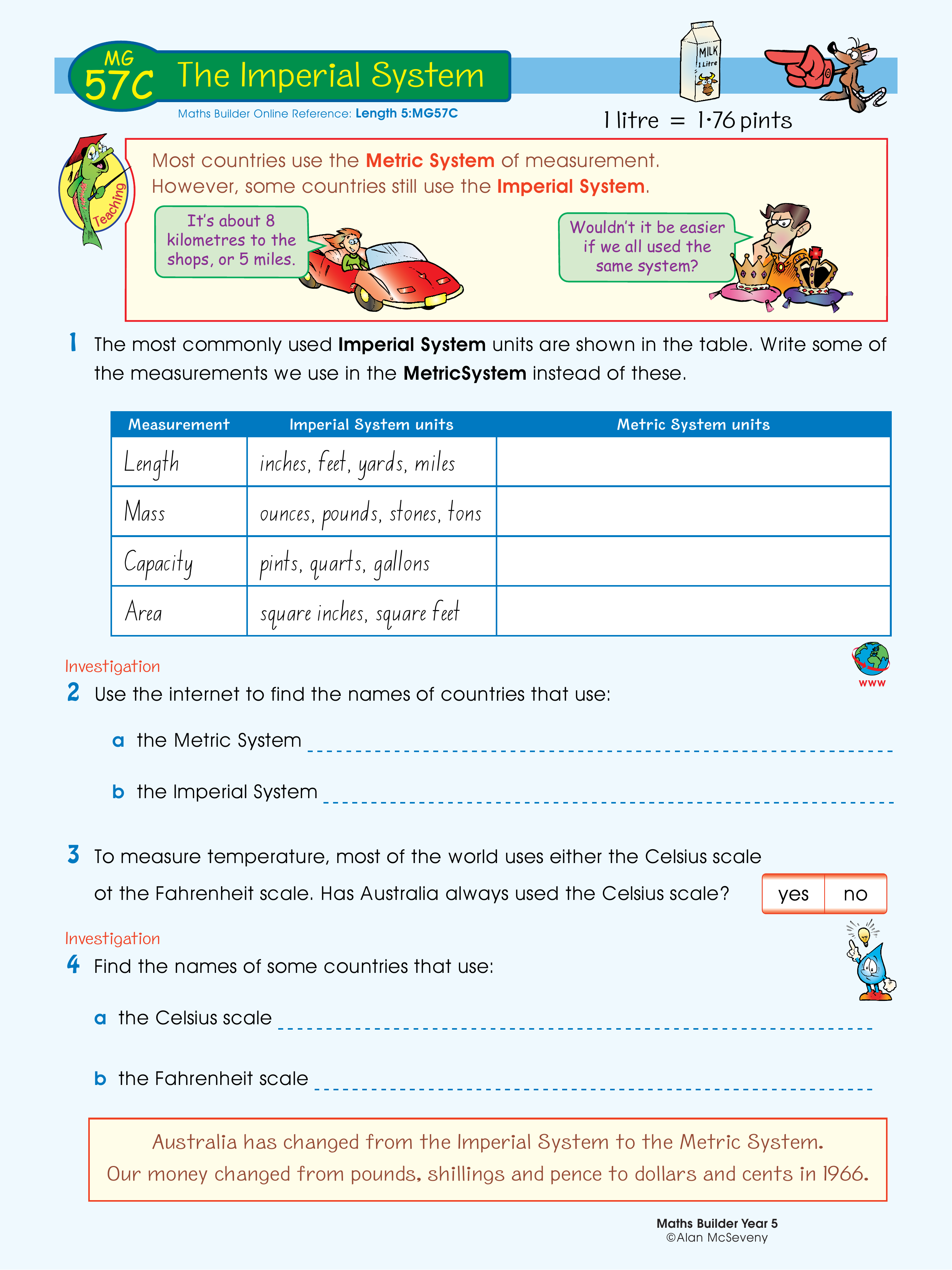 The Imperial System — worksheet preview