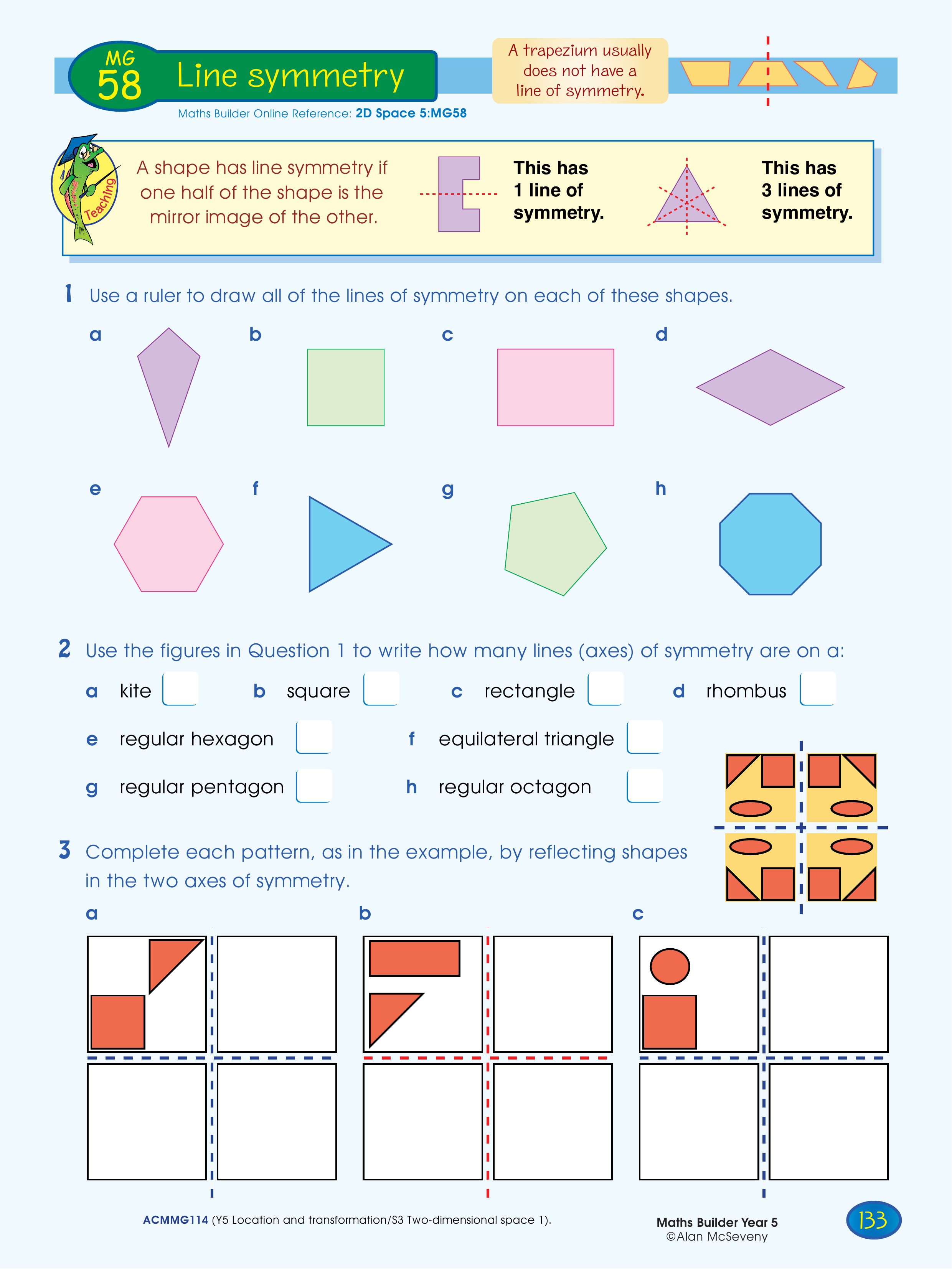 Line symmetry — worksheet preview