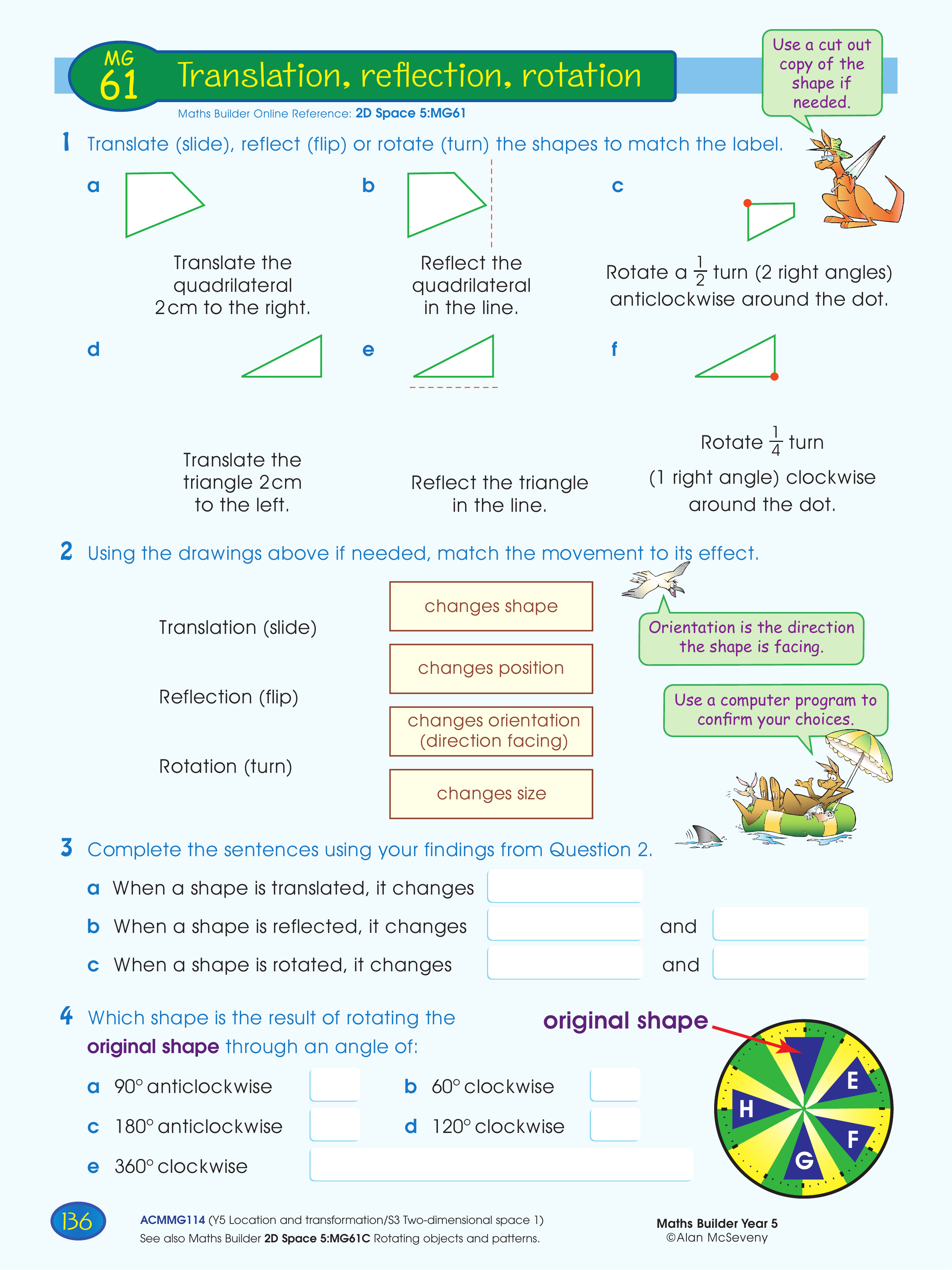 Translation, reflection, rotation — worksheet preview