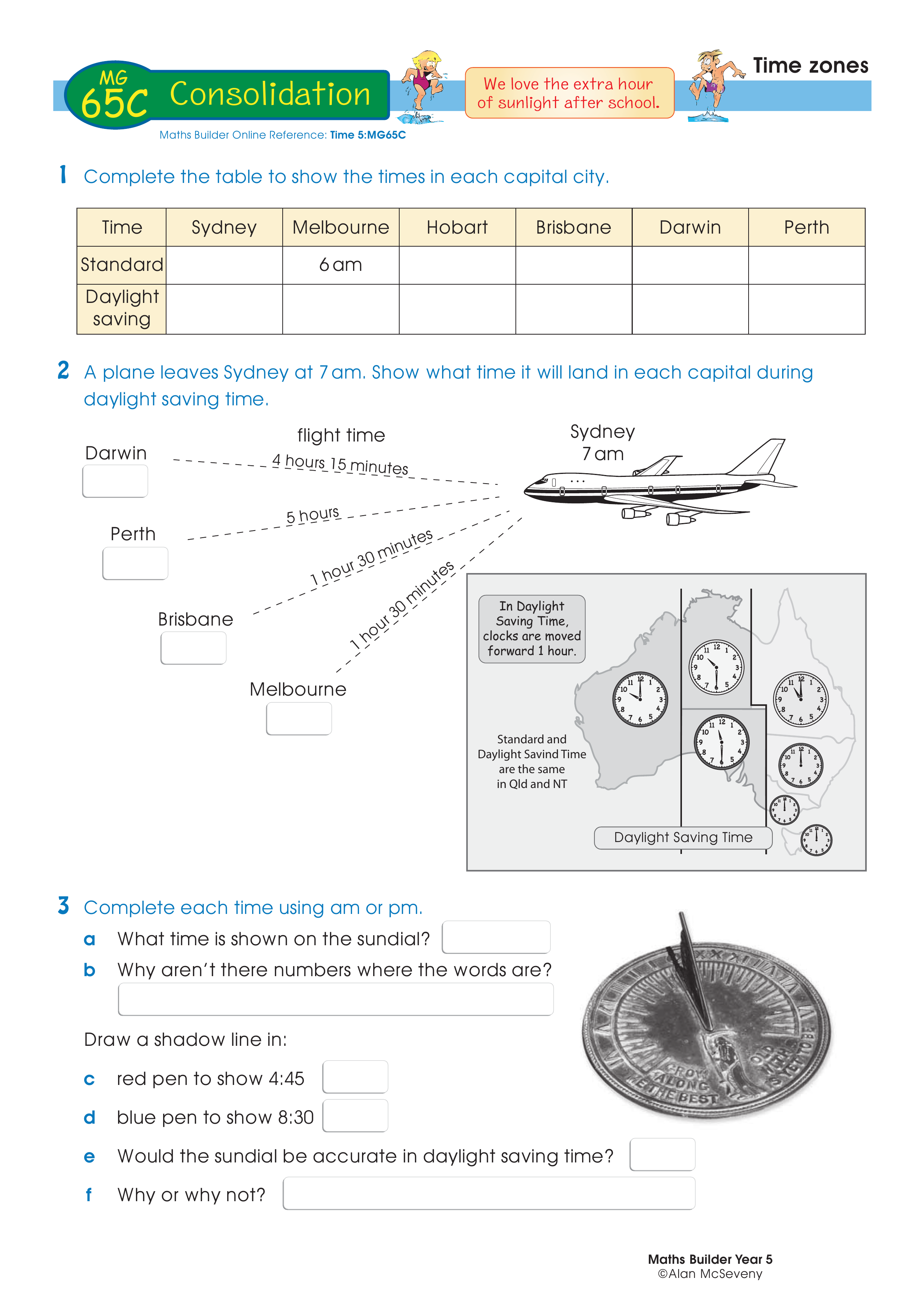 Time zones — worksheet preview