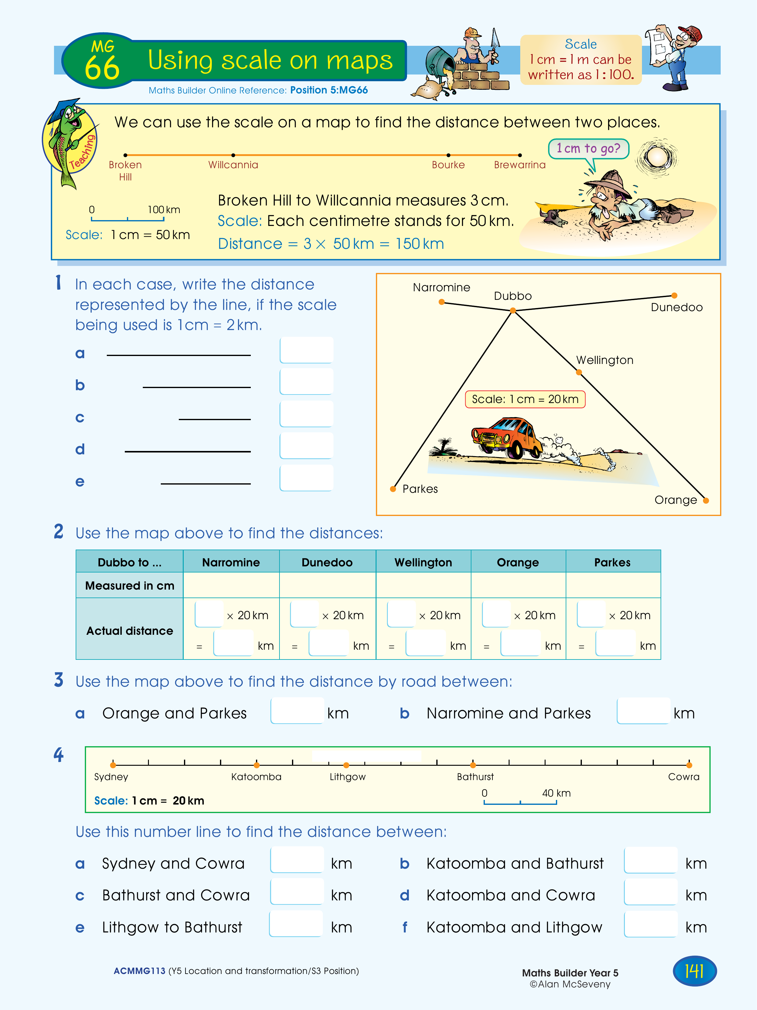 Using scale on maps — worksheet preview