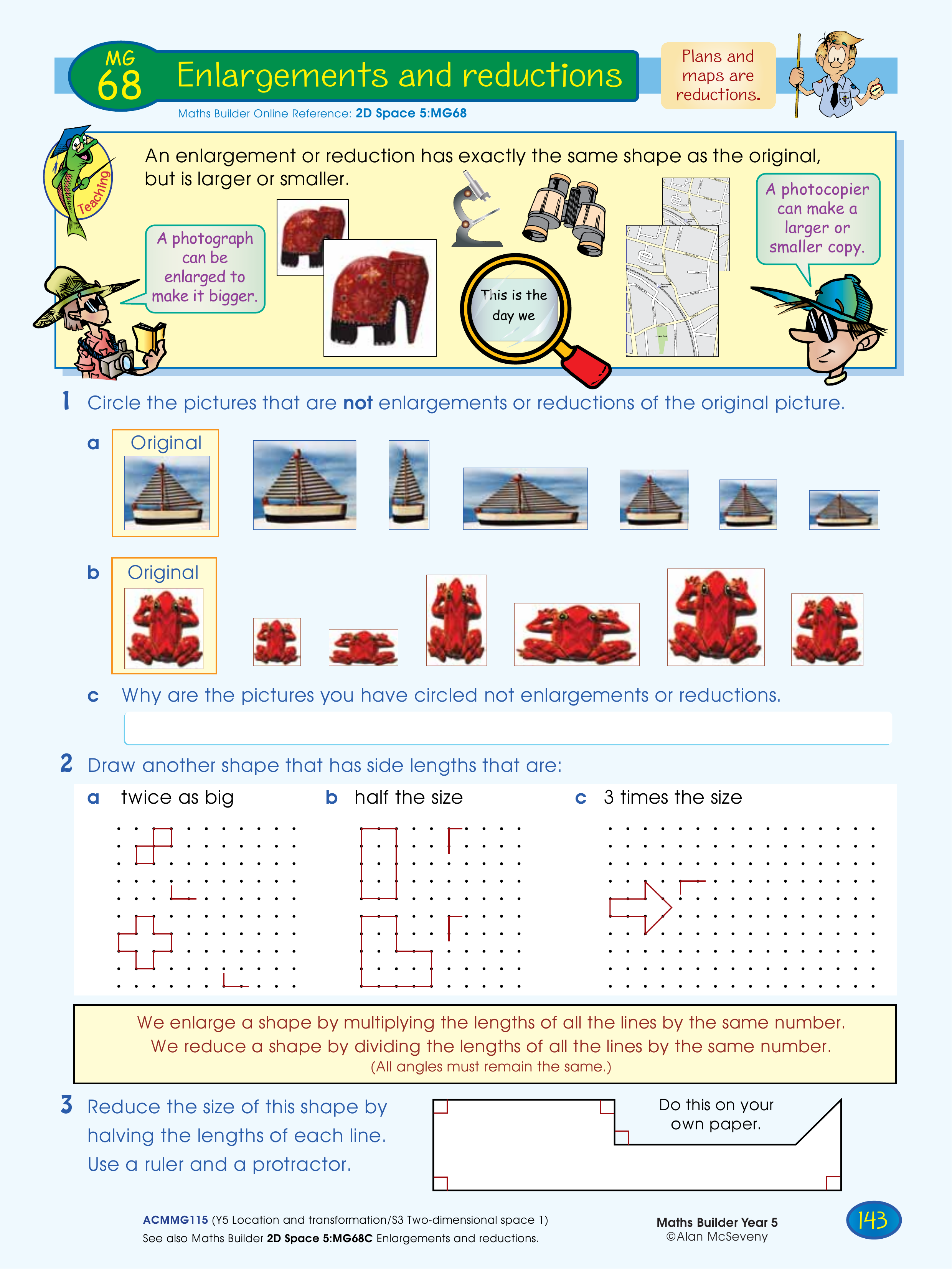 Enlargements and reductions — worksheet preview