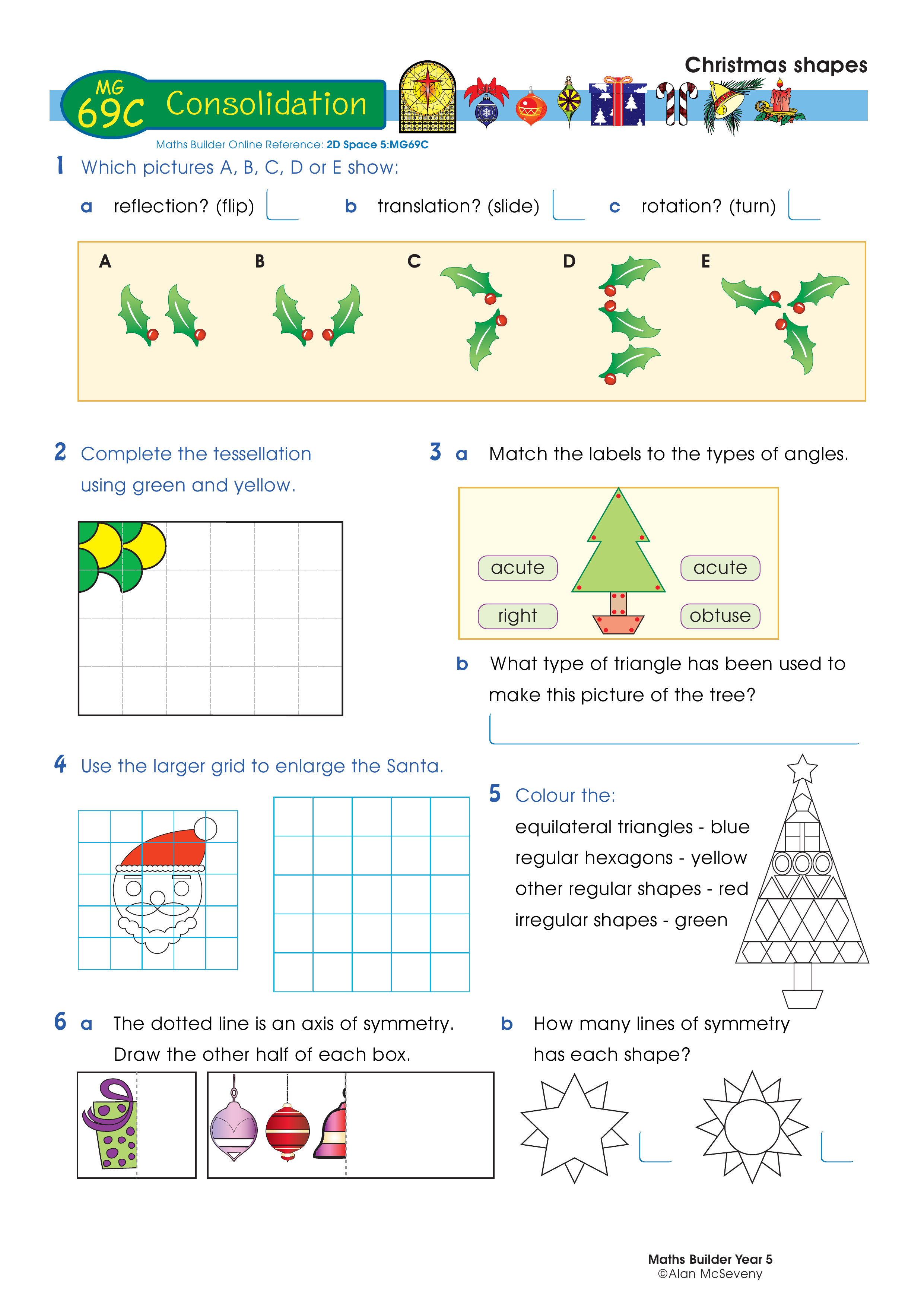 Christmas shapes — worksheet preview