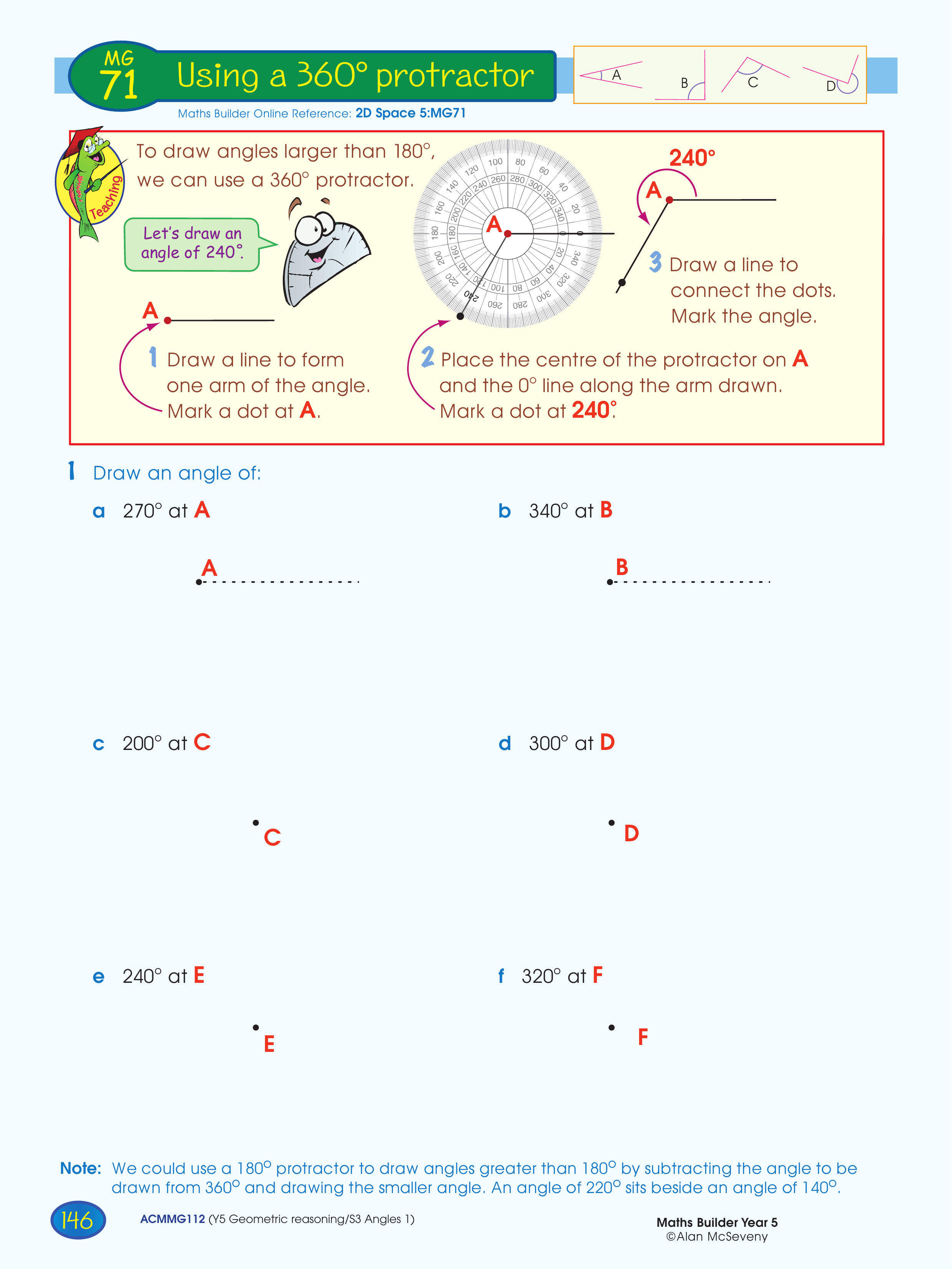 Using a 360 degree protractor — worksheet preview