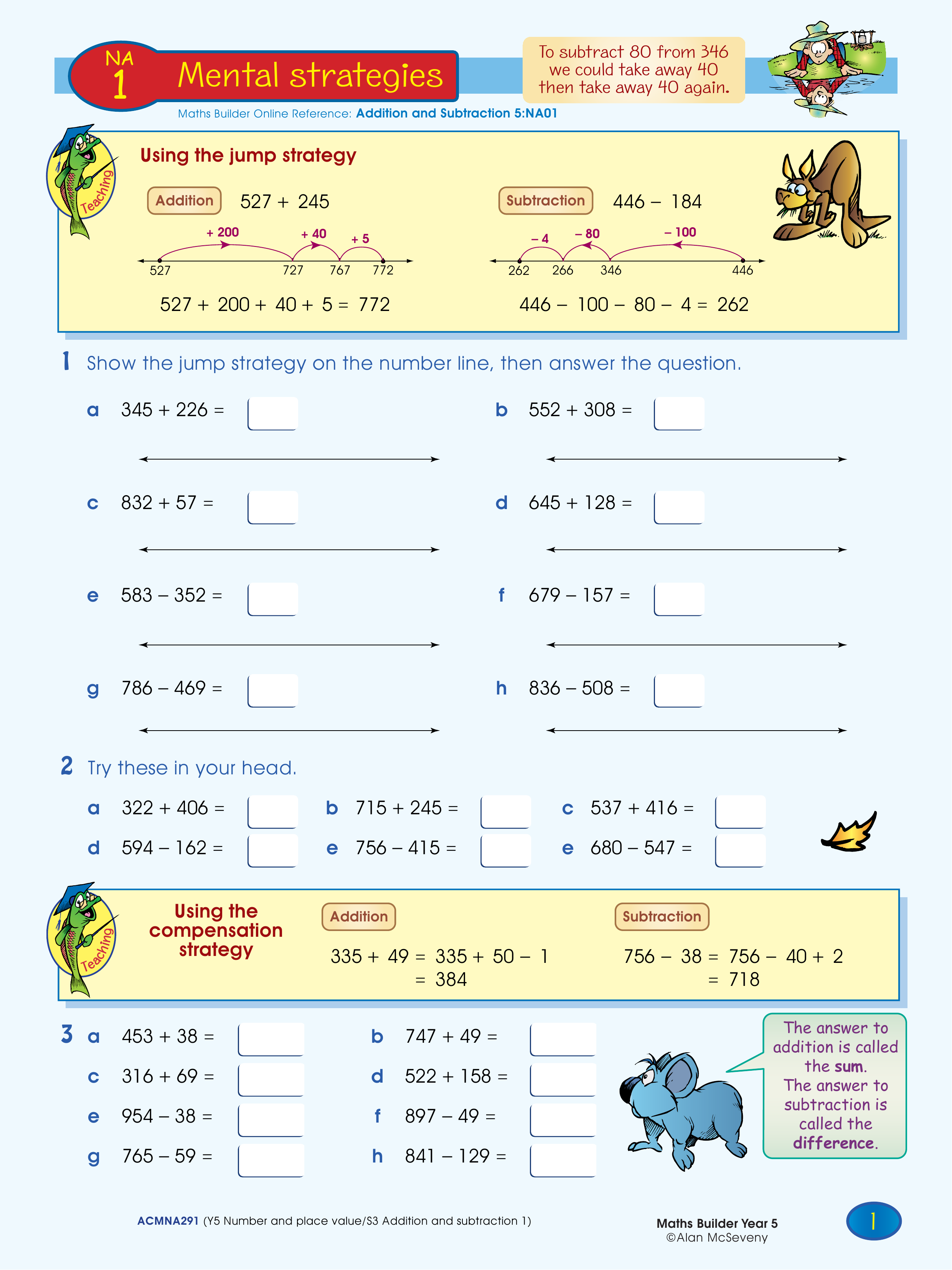 Mental strategies — worksheet preview