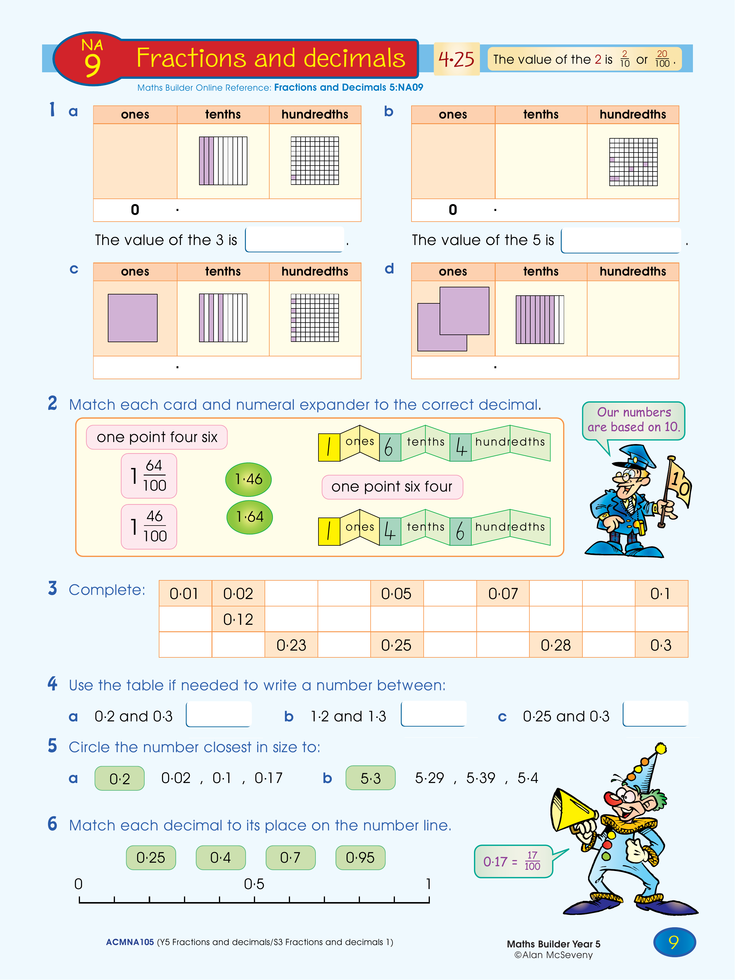 Fractions and decimals — worksheet preview
