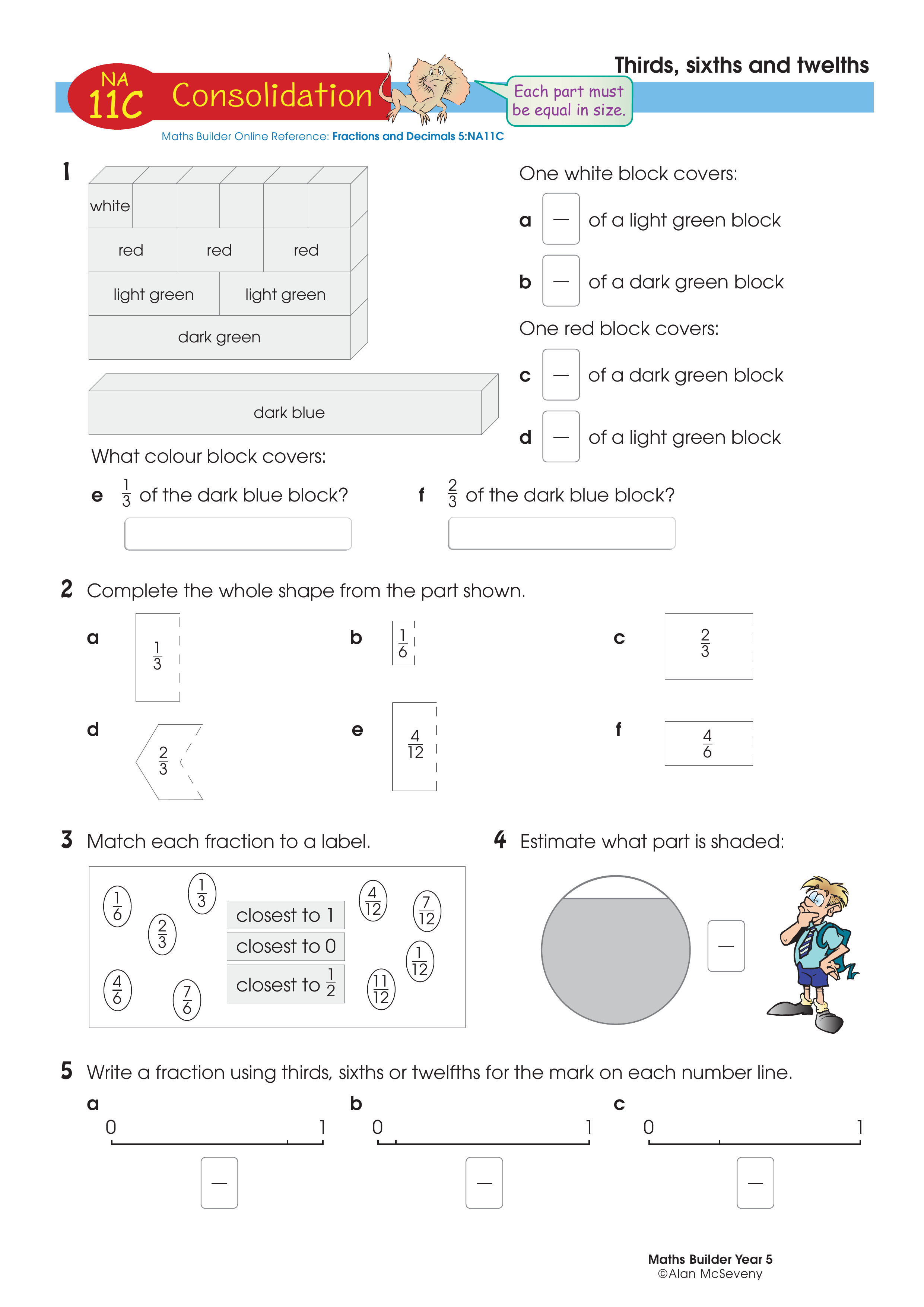 Thirds, sixths and twelfths — worksheet preview