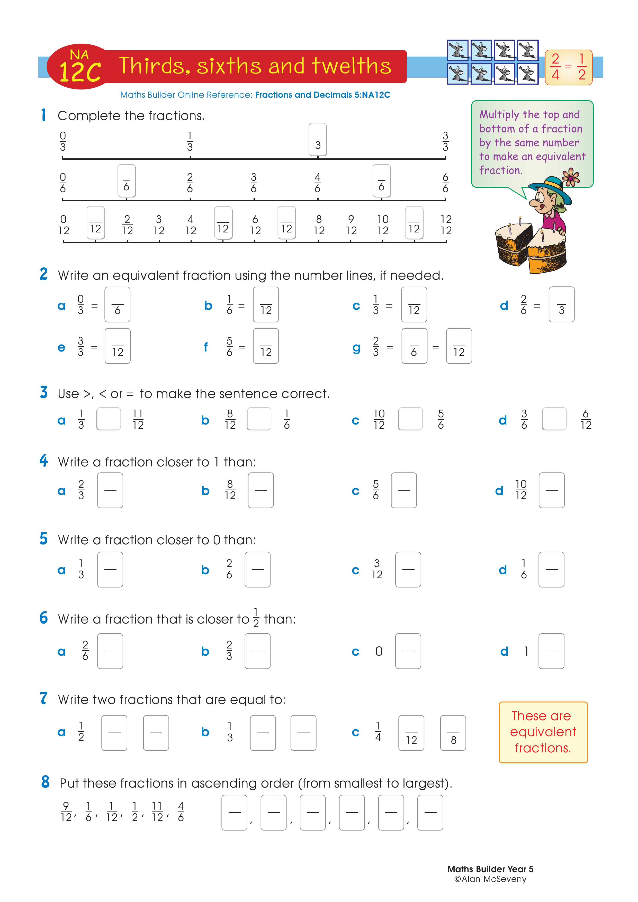 Thirds, sixths and twelfths — worksheet preview