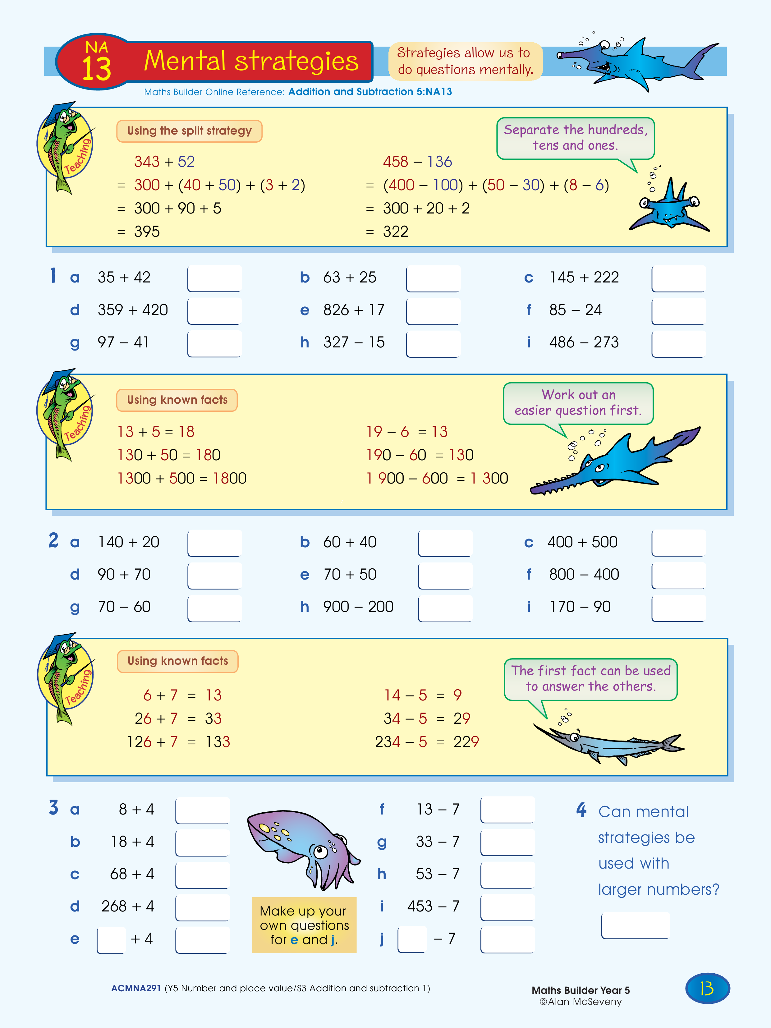 Mental strategies — worksheet preview