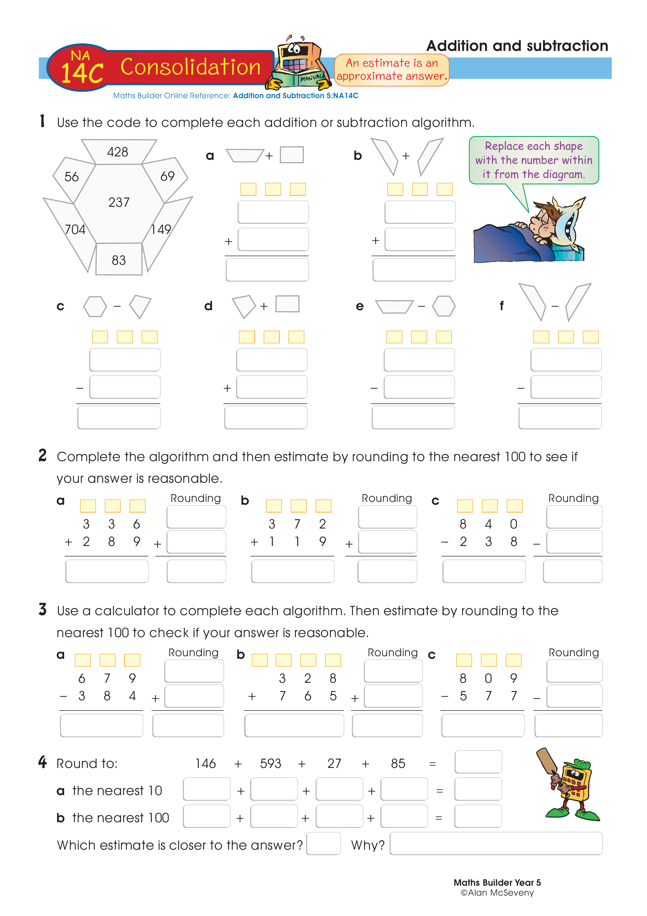 Addition and subtraction — worksheet preview