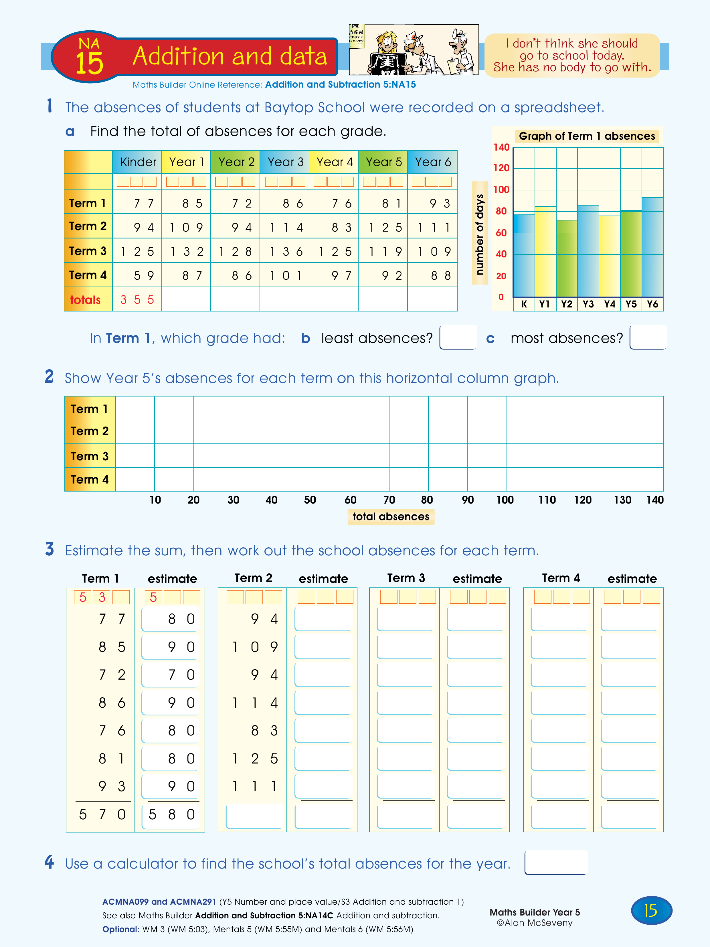Addition and data — worksheet preview