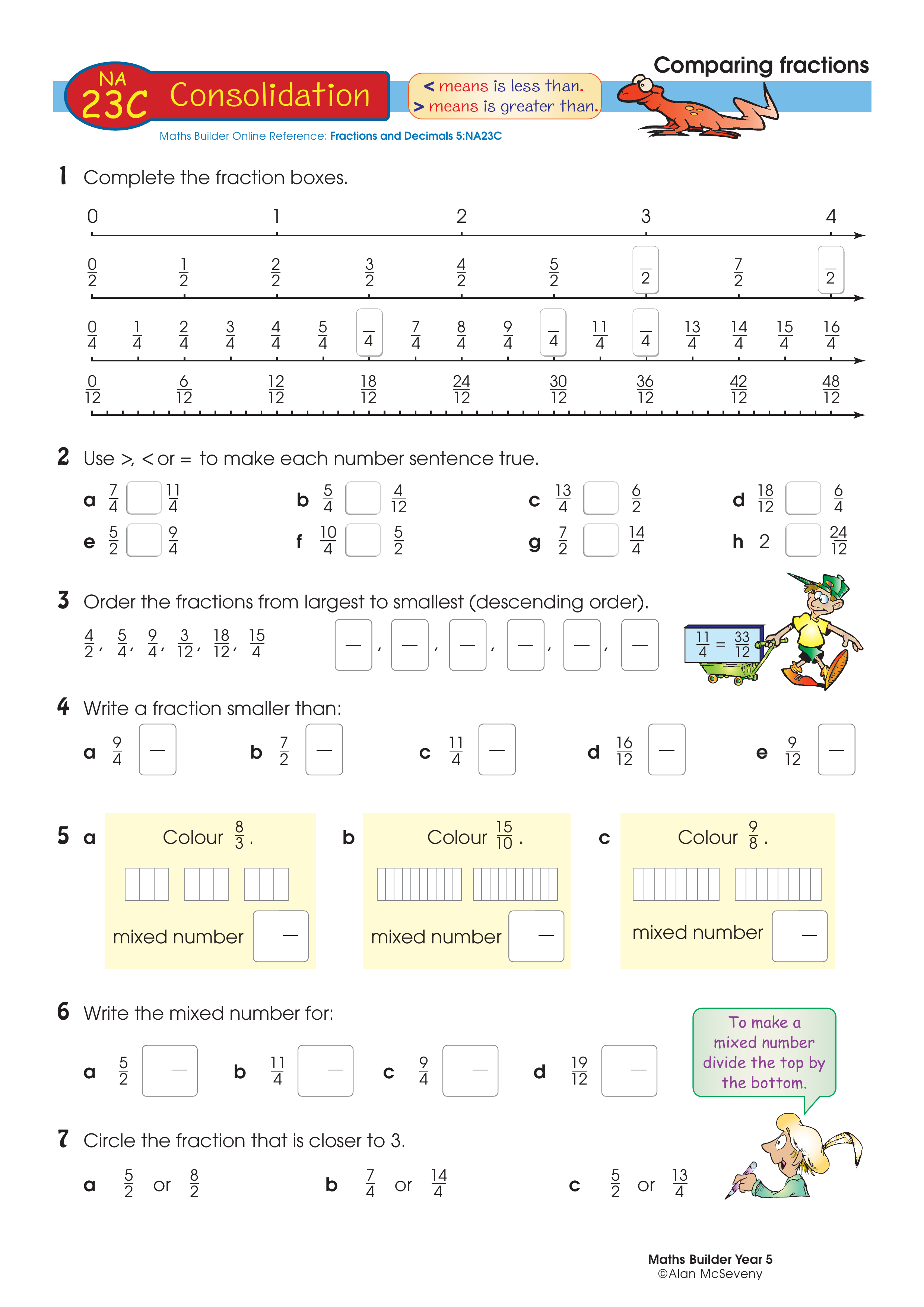 Comparing fractions — worksheet preview